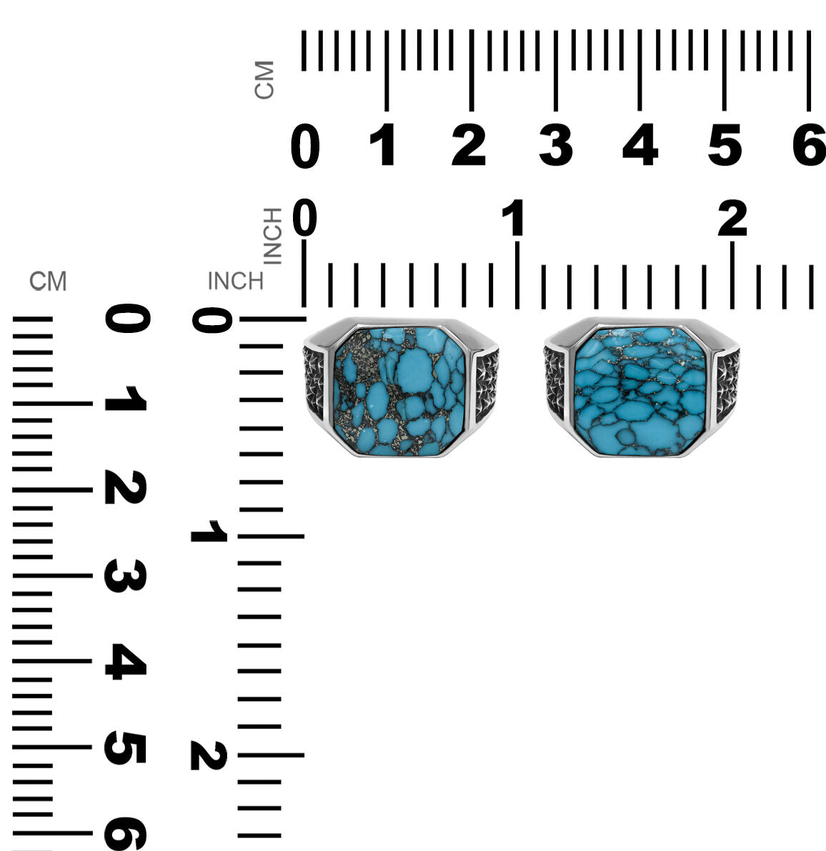 Stabilized Pressed Block Turquoise Octagonal Ring