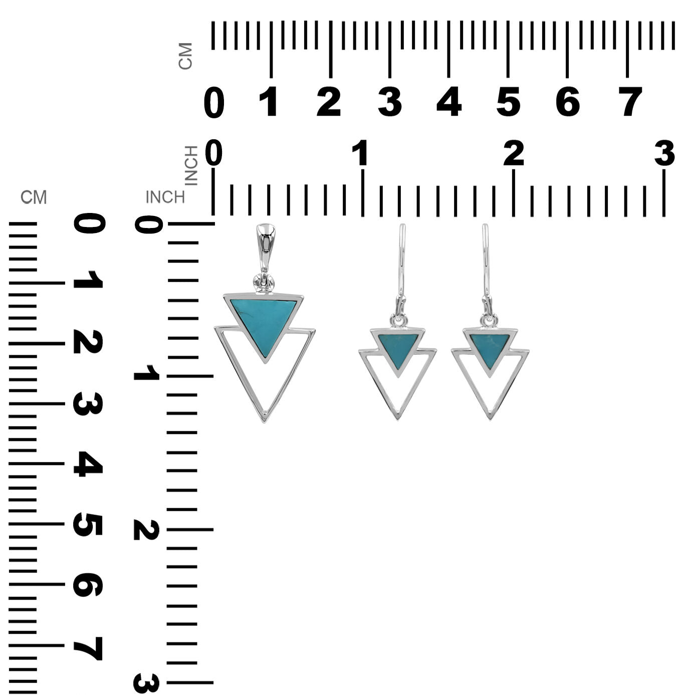 Turquoise Triangle Stacked Pendant & earring Set
