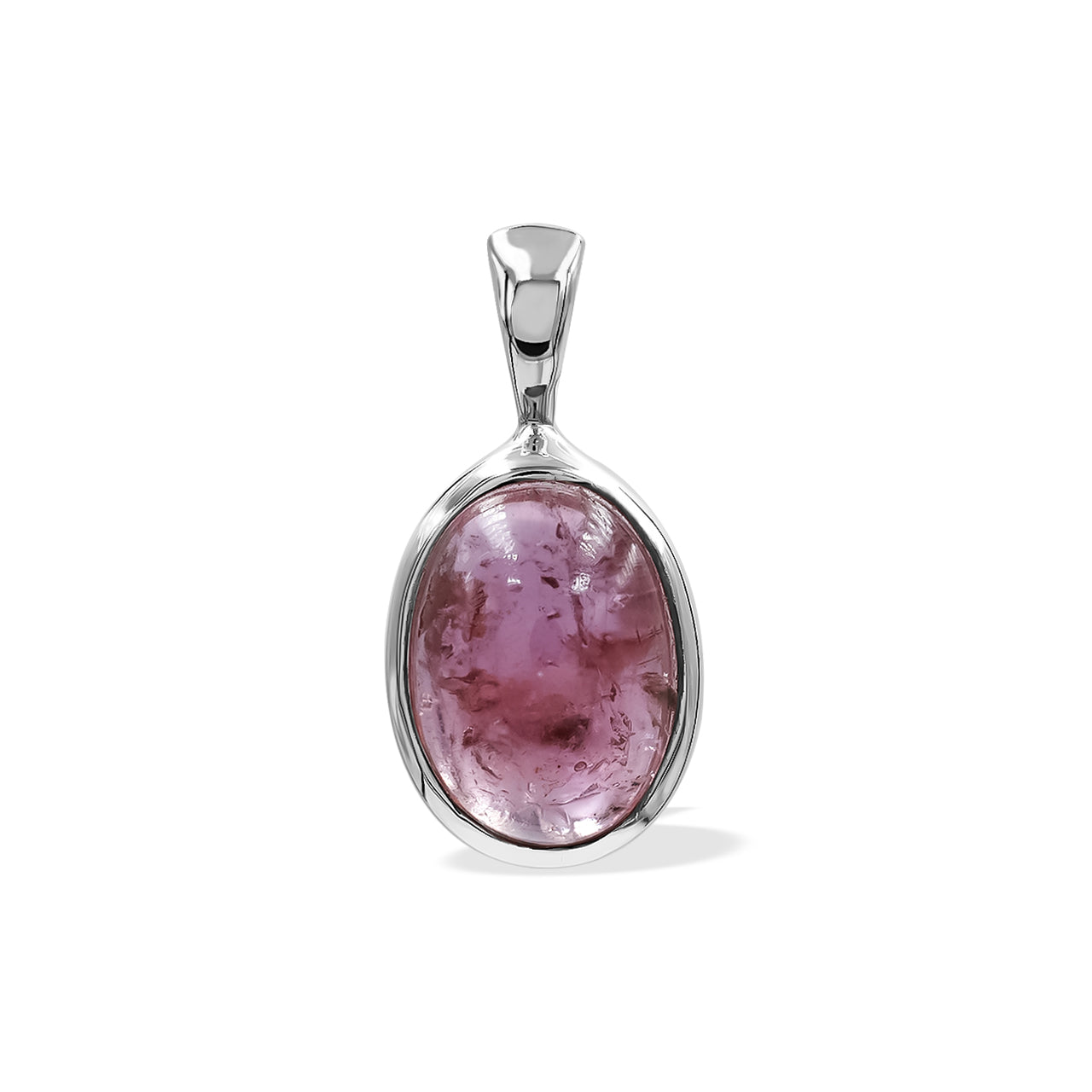 Pink Tourmaline Oval Pendant in Sterling Silver