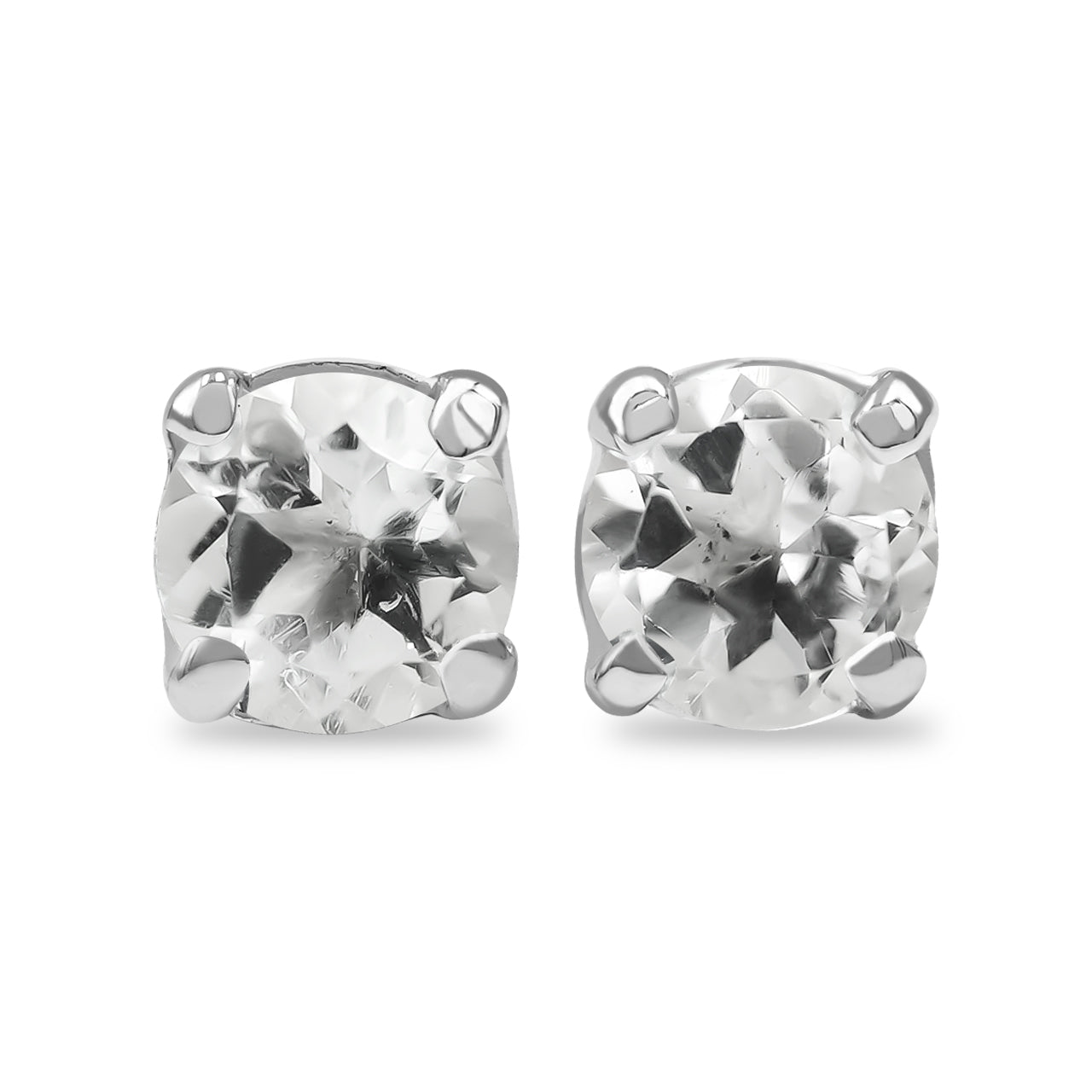 Faceted White Topaz Post Style Earrings