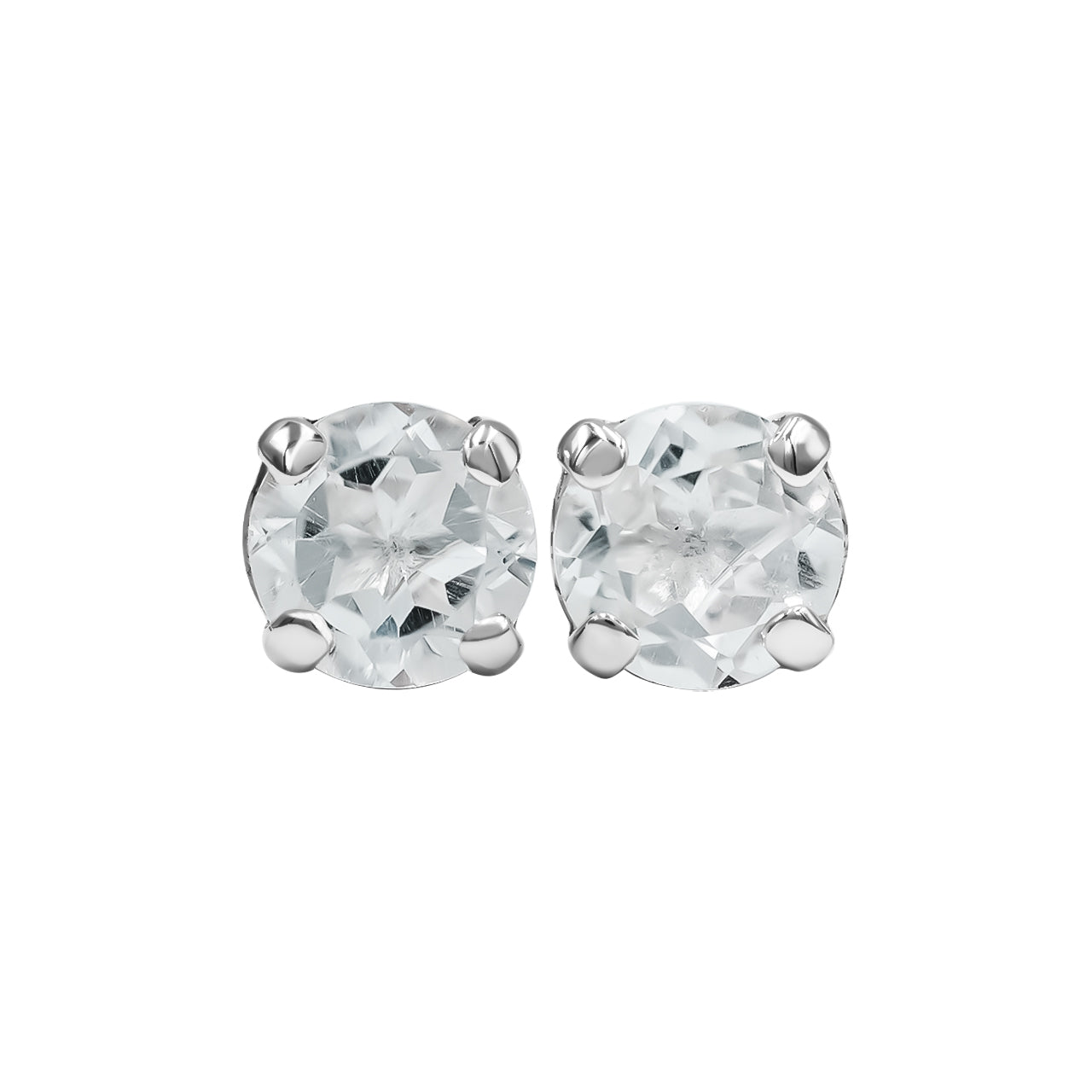 White Topaz Round 7 mm Post Style Earrings