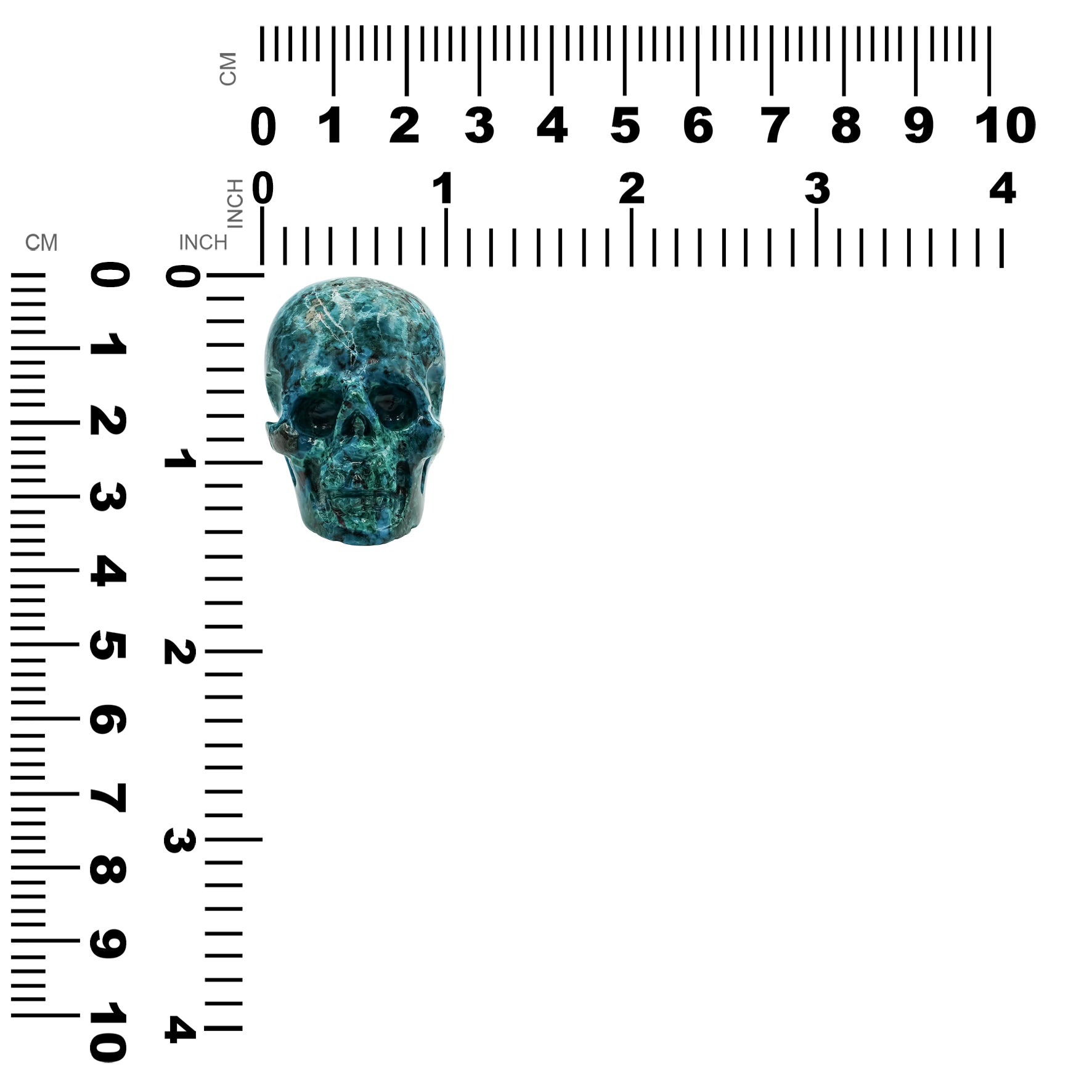Hand Carved Chrysocolla Skull Carving 348.5cts