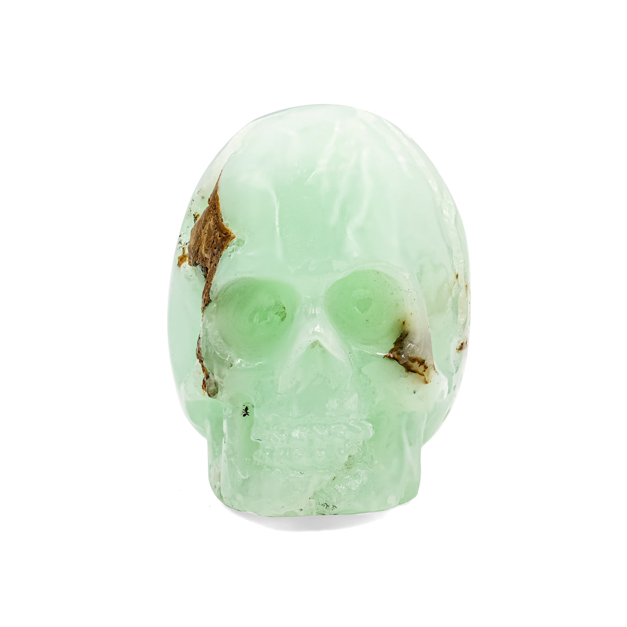 Chrysoprase Skull Carving 723cts