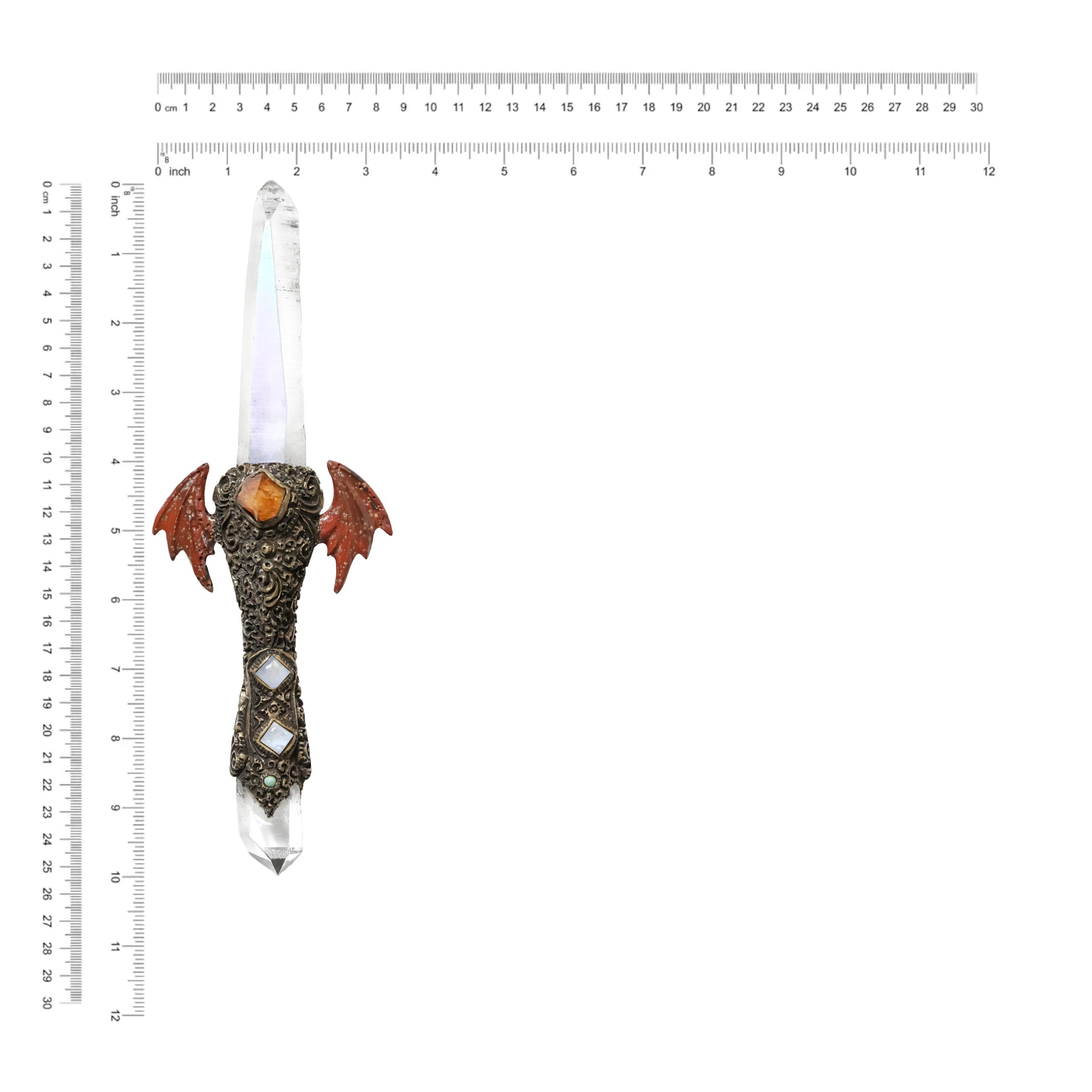 Wand with Angel Aura Quartz Crystal & Red Jasper Wings