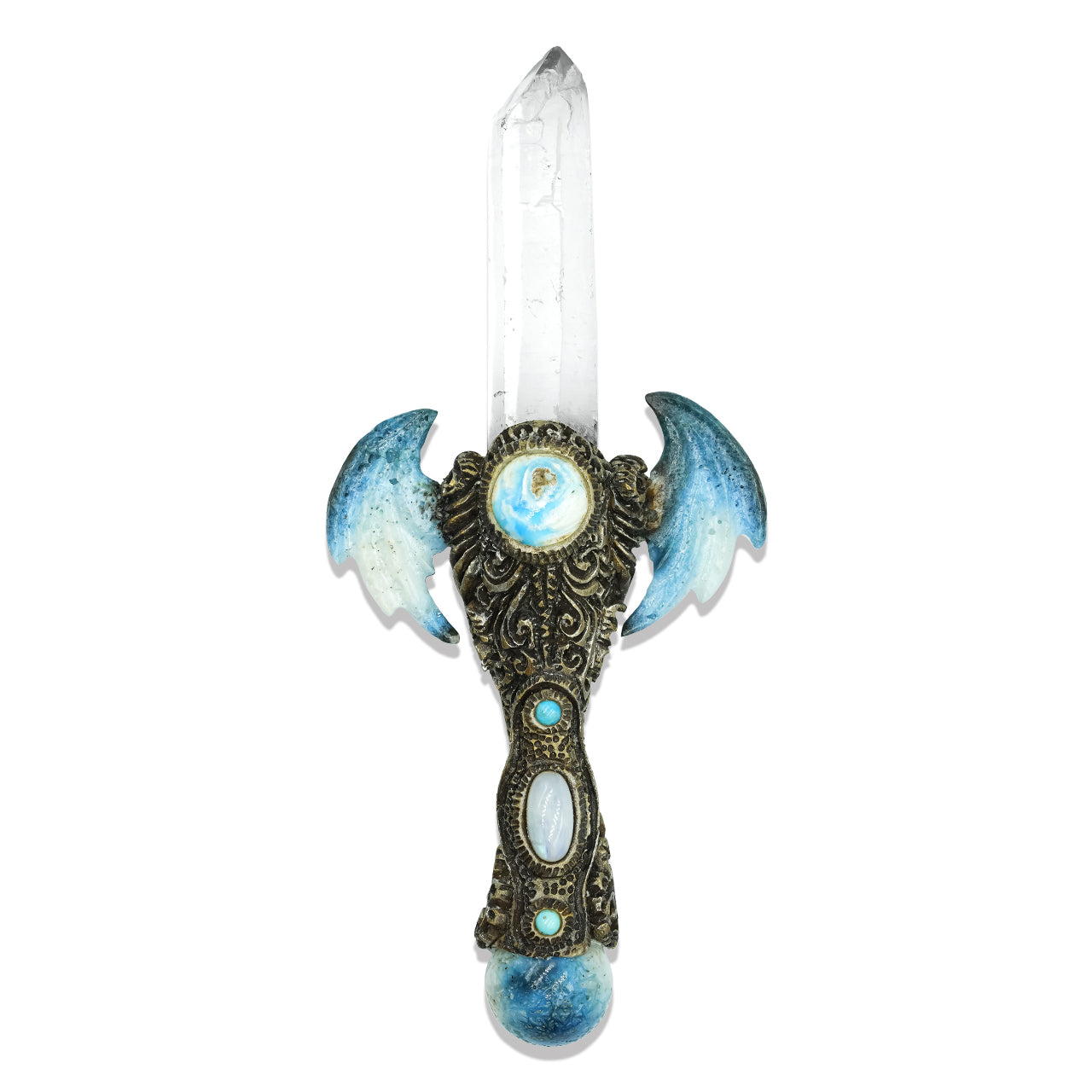 Blue Ice Wings & Quartz Crystal Wand