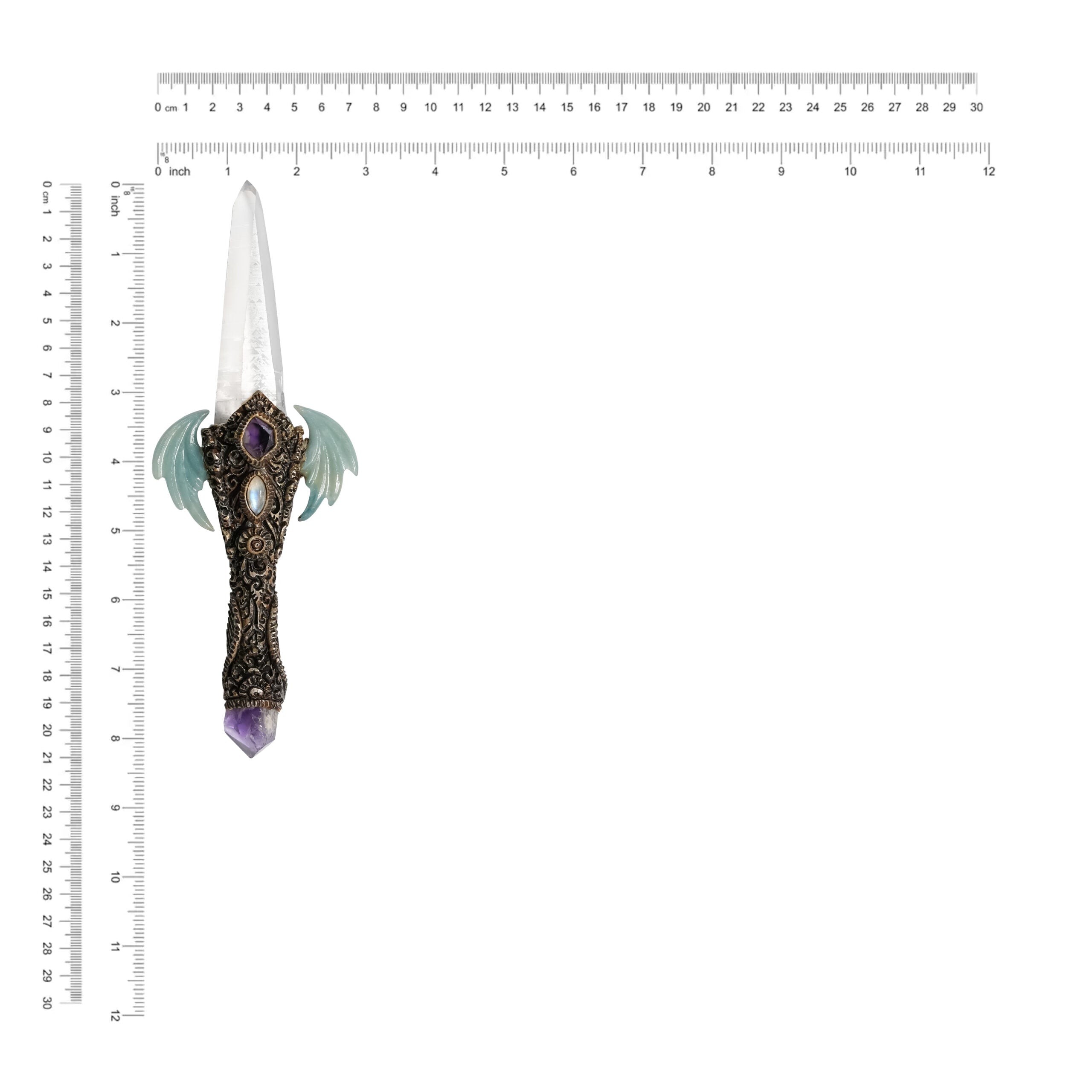 Magic Wand with Angel Aura Quartz Crystal & Trolleite Wings