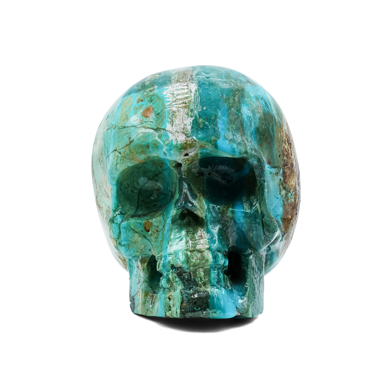 Hand Carved Peruvian Blue Opal Skull Carving 384cts