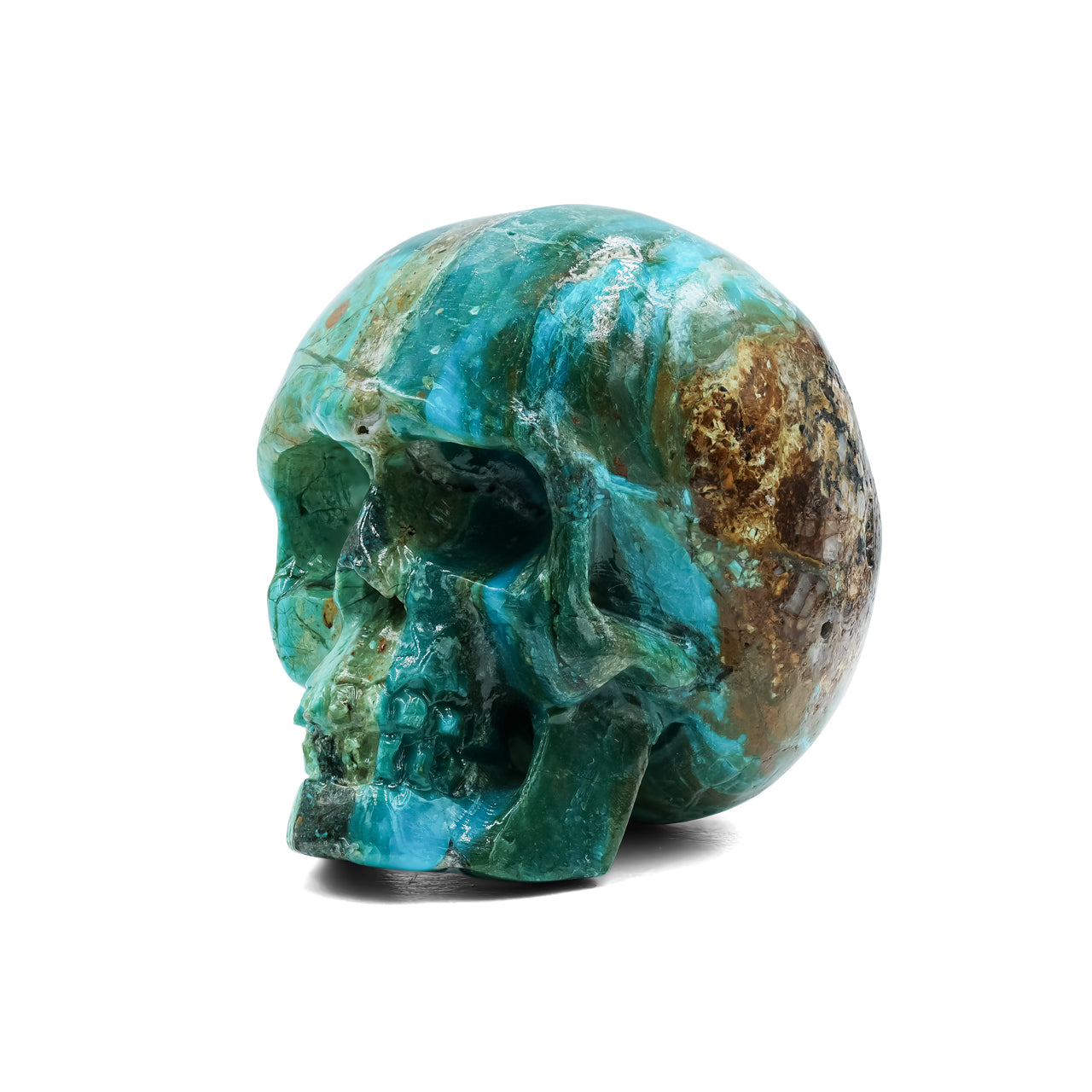 Hand Carved Peruvian Blue Opal Skull Carving 384cts