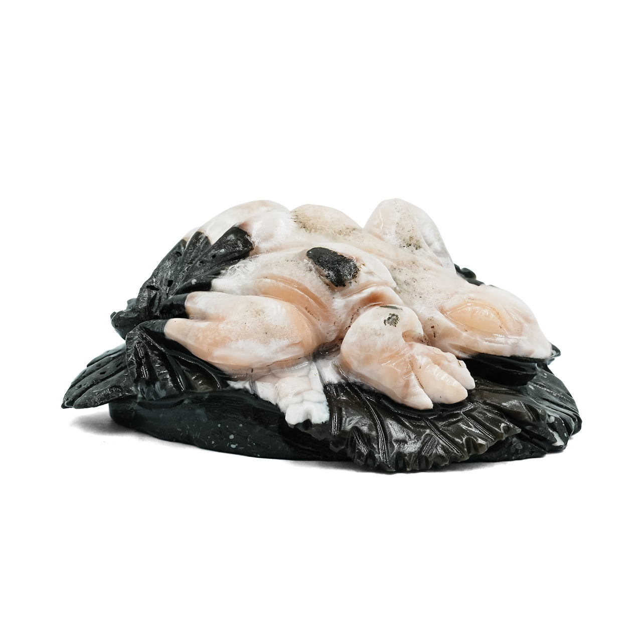 Hand Carved Pink Natrolite Frog Carving 142cts