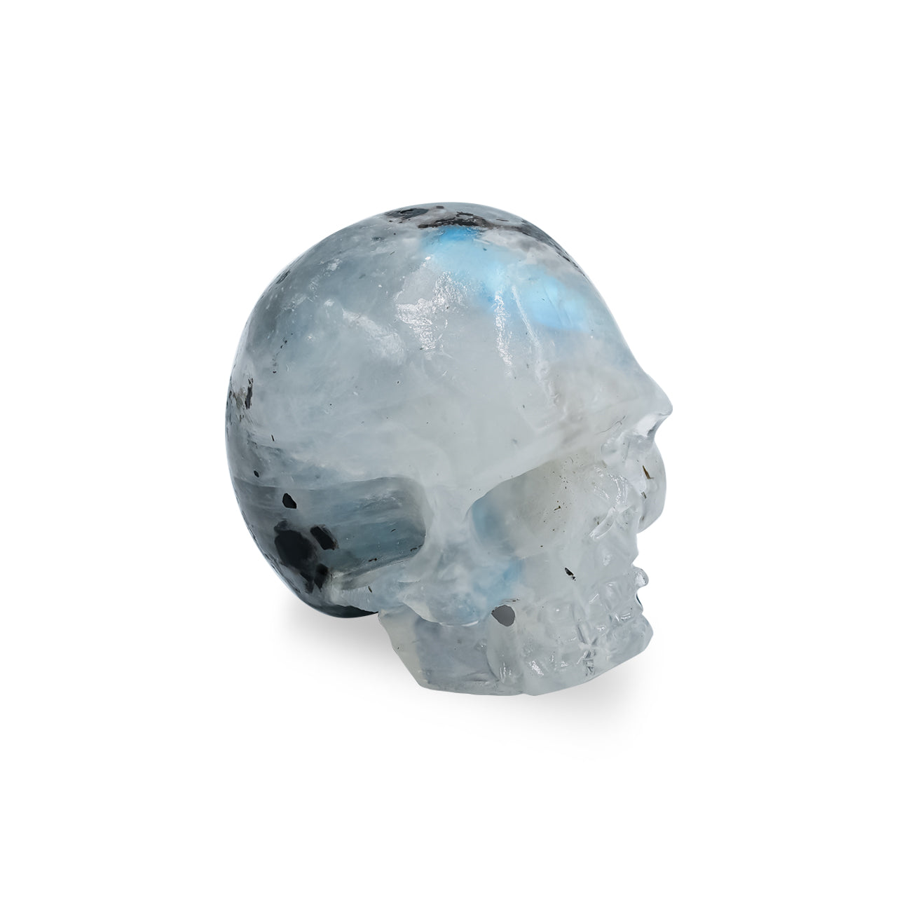 Rainbow Moonstone Skull Carving