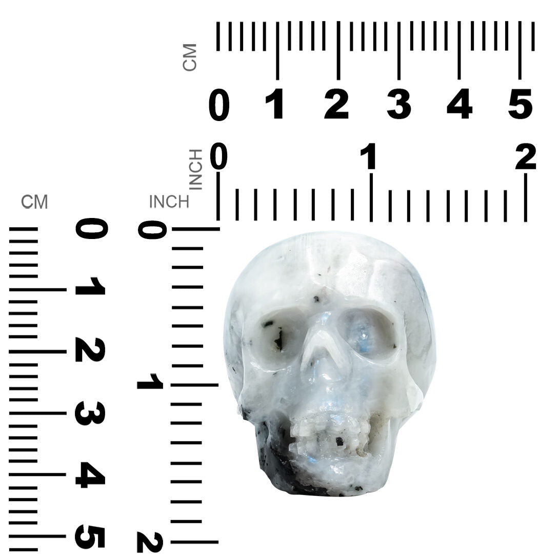 Rainbow Moonstone Skull Carving