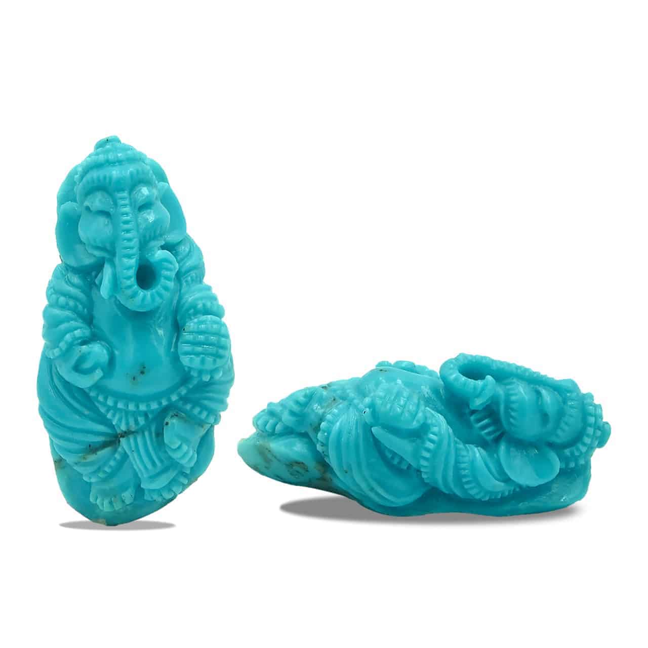 Natural Turquoise Hand Carved Ganesh 50ct