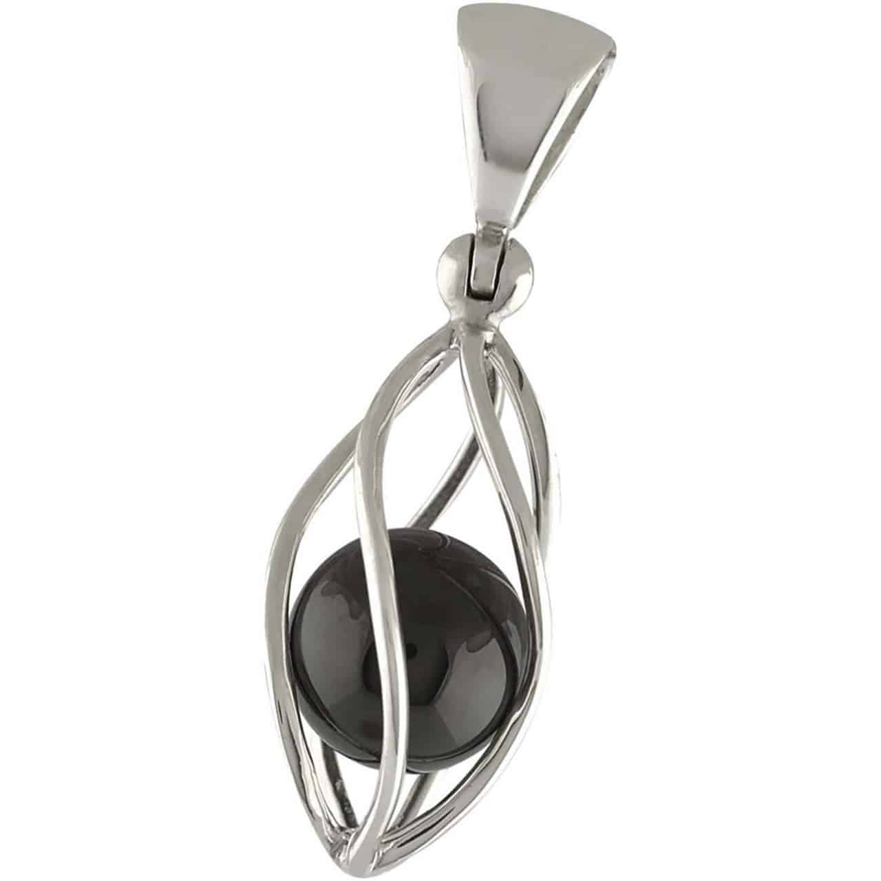 Starborn-Elite-Shungite-Sphere-Sterling-Silver-Spindle-Torus-Pendant-B07VMNZLVV