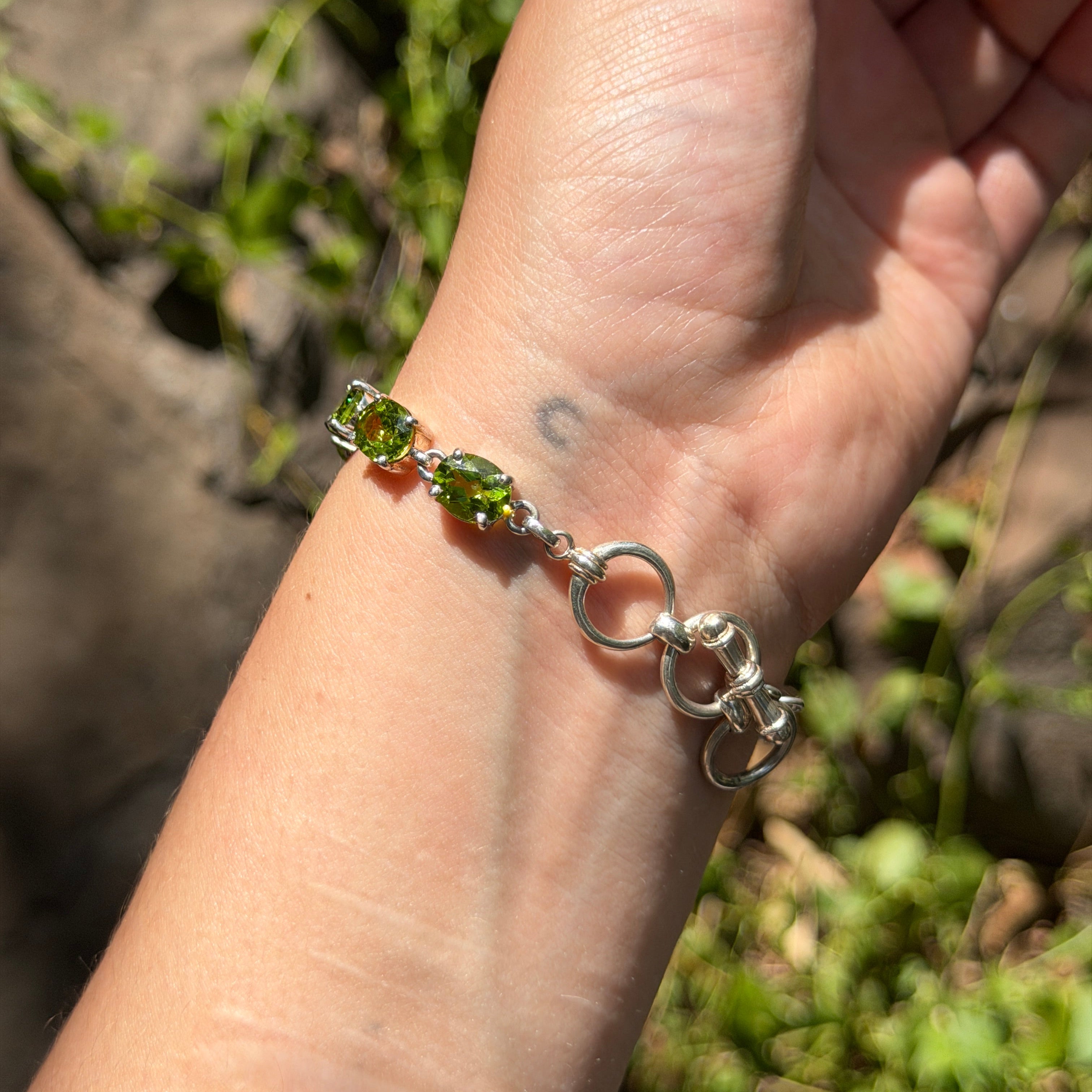 Starborn Faceted Peridot Bracelet in Sterling Silver