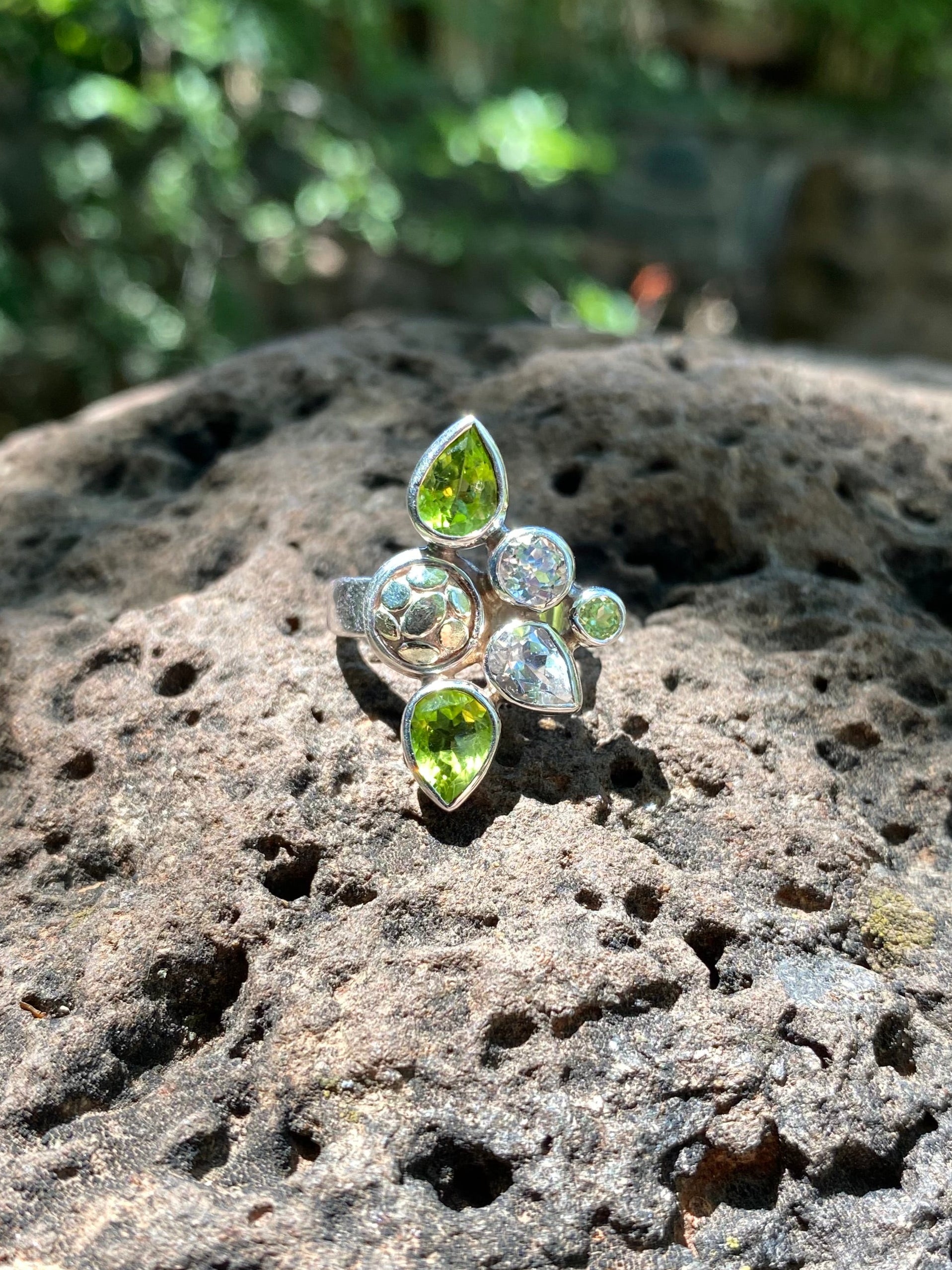 Starborn Peridot Ring in Sterling Silver - Size 8
