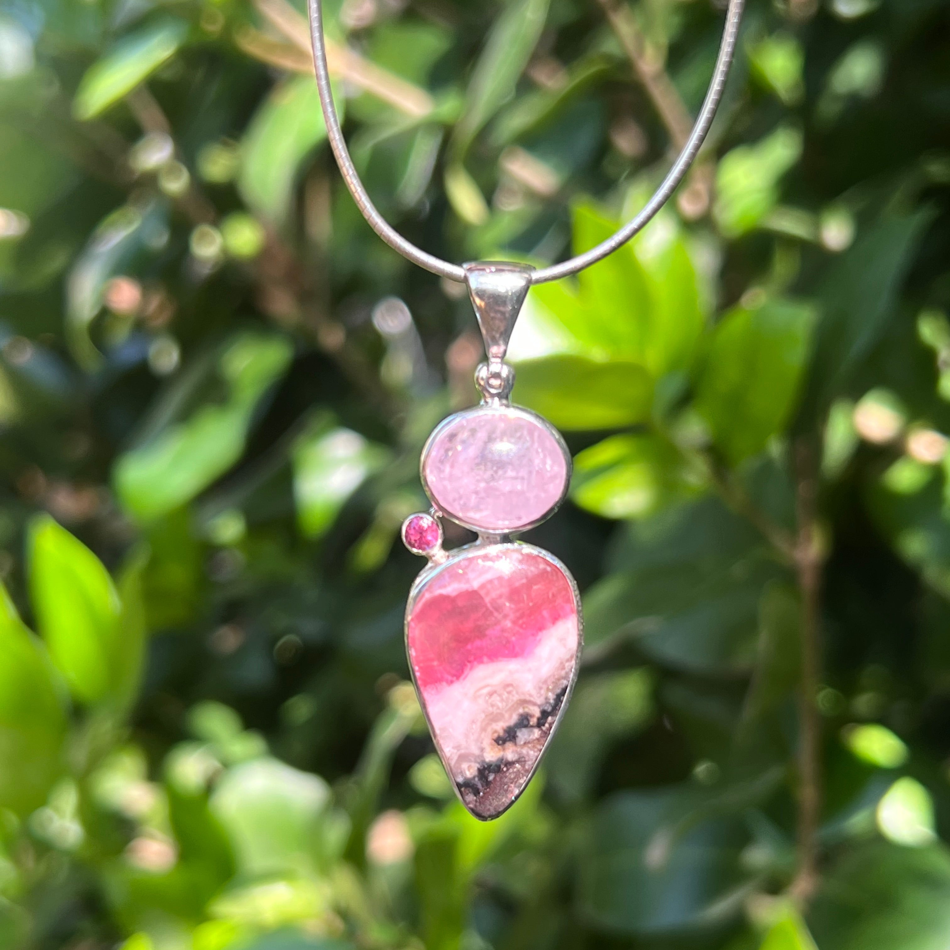Starborn Pink Cobalto Calcite & Morganite Pendant in Sterling Silver
