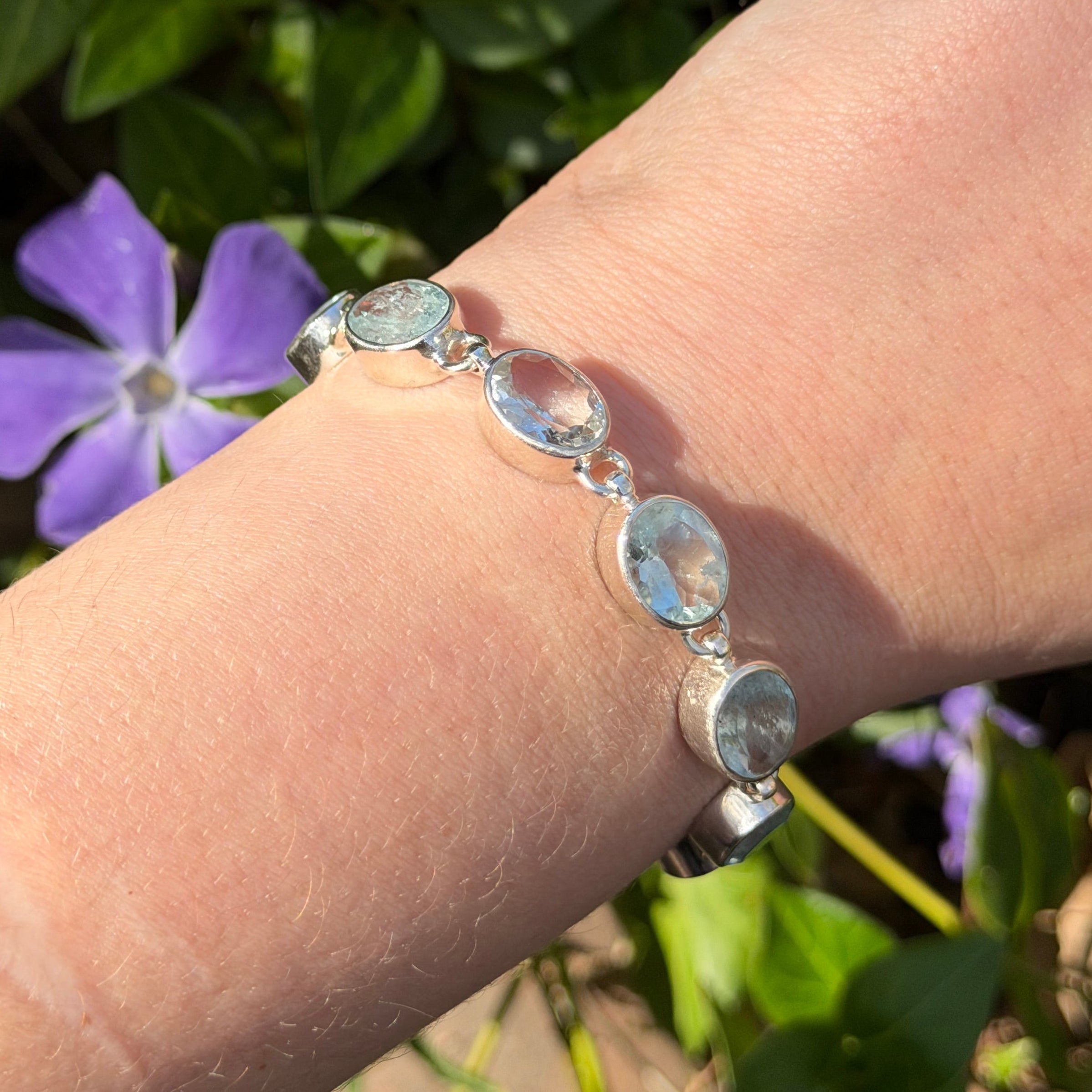 Starborn Faceted Aquamarine Bracelet in Sterling Silver