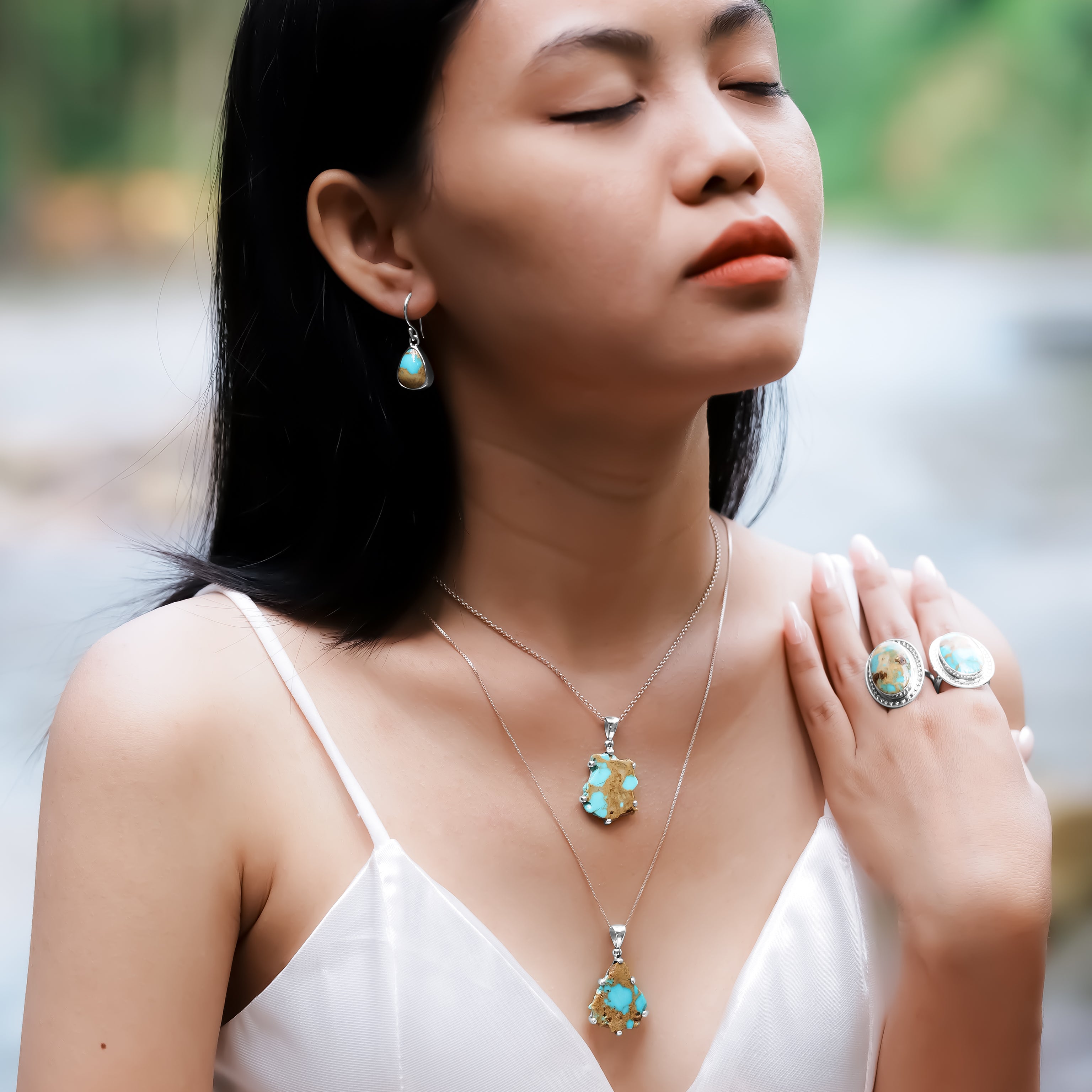 Starborn New Arizona Turquoise Prong Set Pendant in Sterling Silver