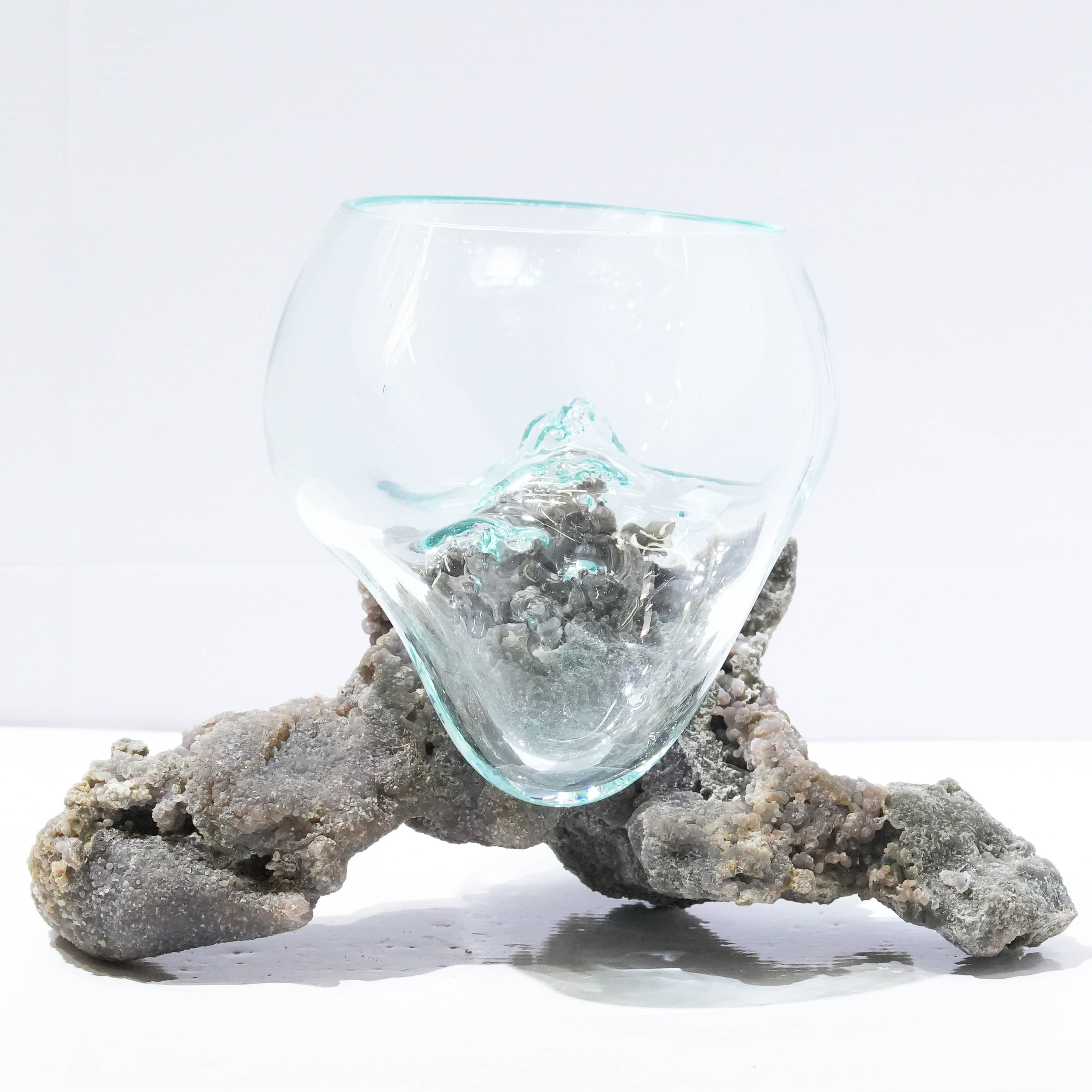 Starborn Molten Glass Display Bowl on Grape Chalcedony