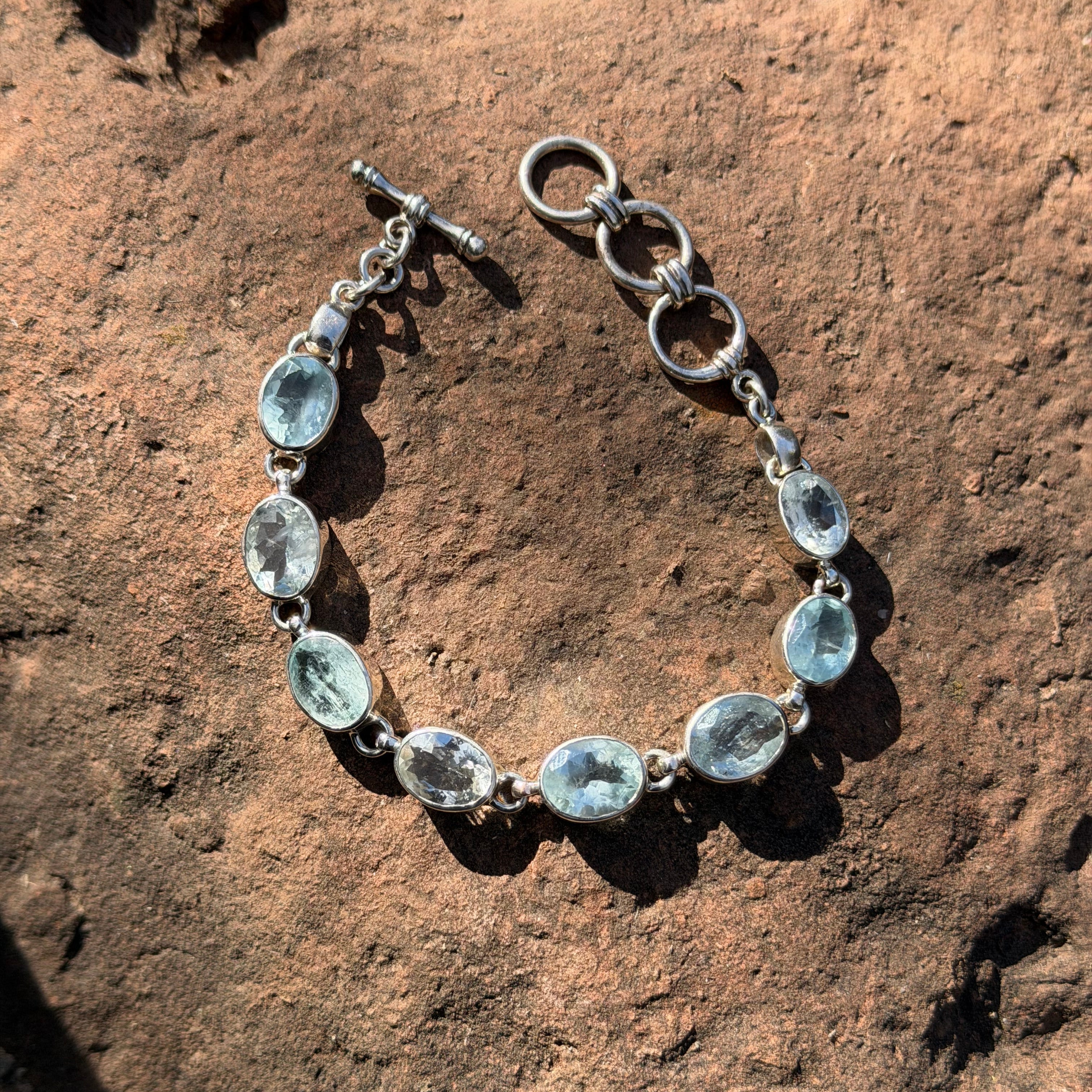 Starborn Faceted Aquamarine Bracelet in Sterling Silver