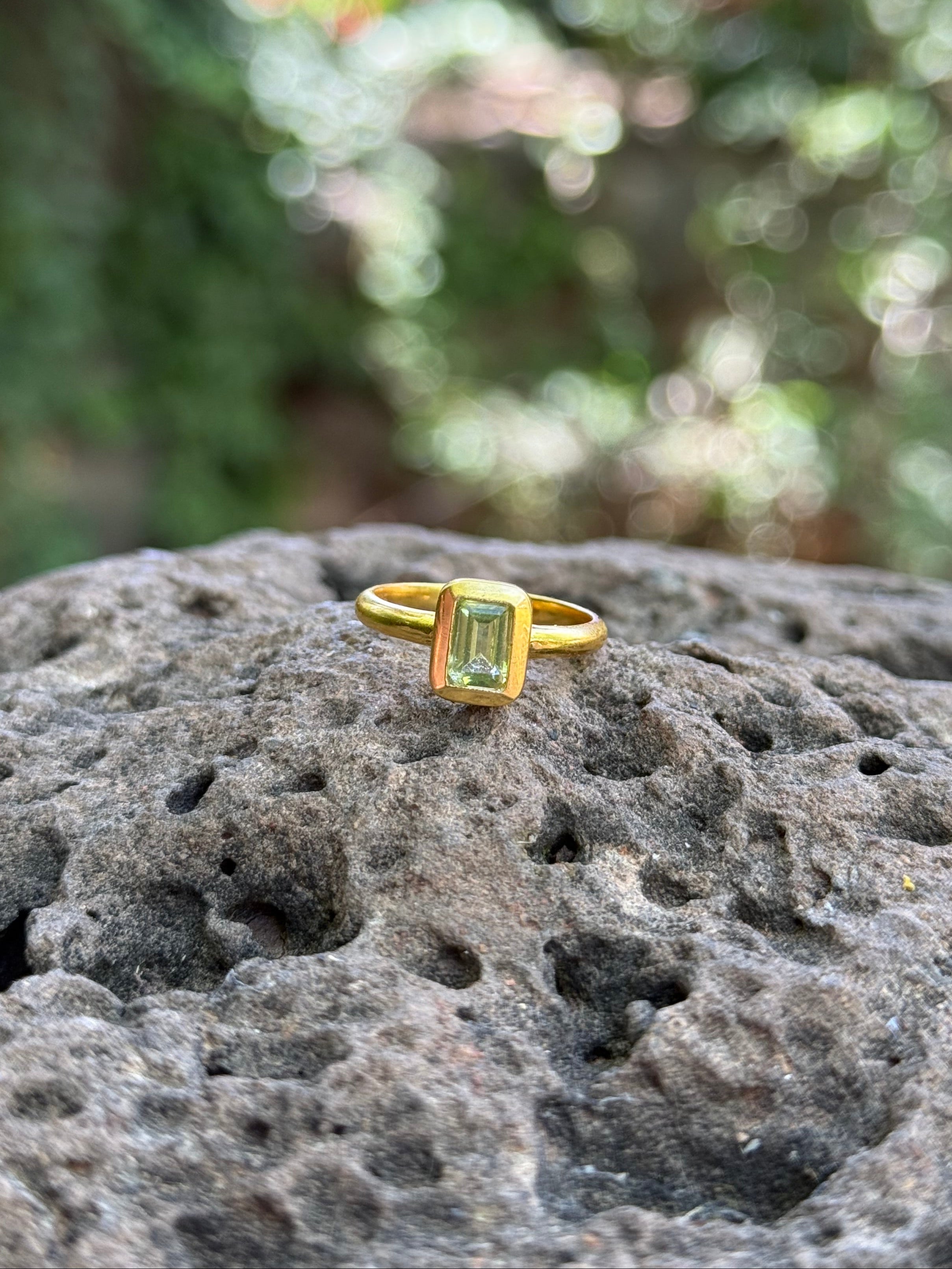 Starborn Peridot Ring Gold Micron Plated - Size 5