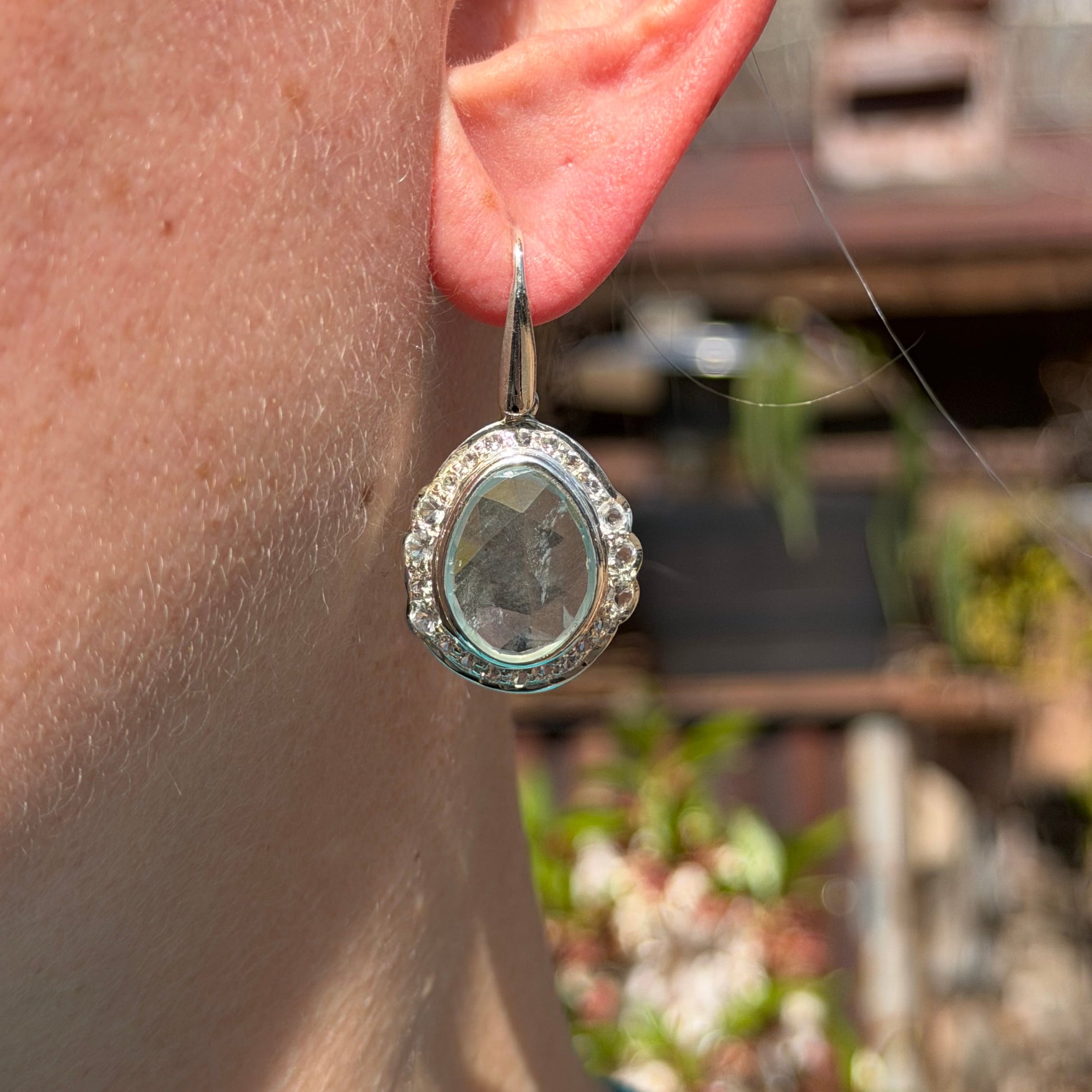 Starborn Faceted Aquamarine Dangle Earrings in Sterling Silver