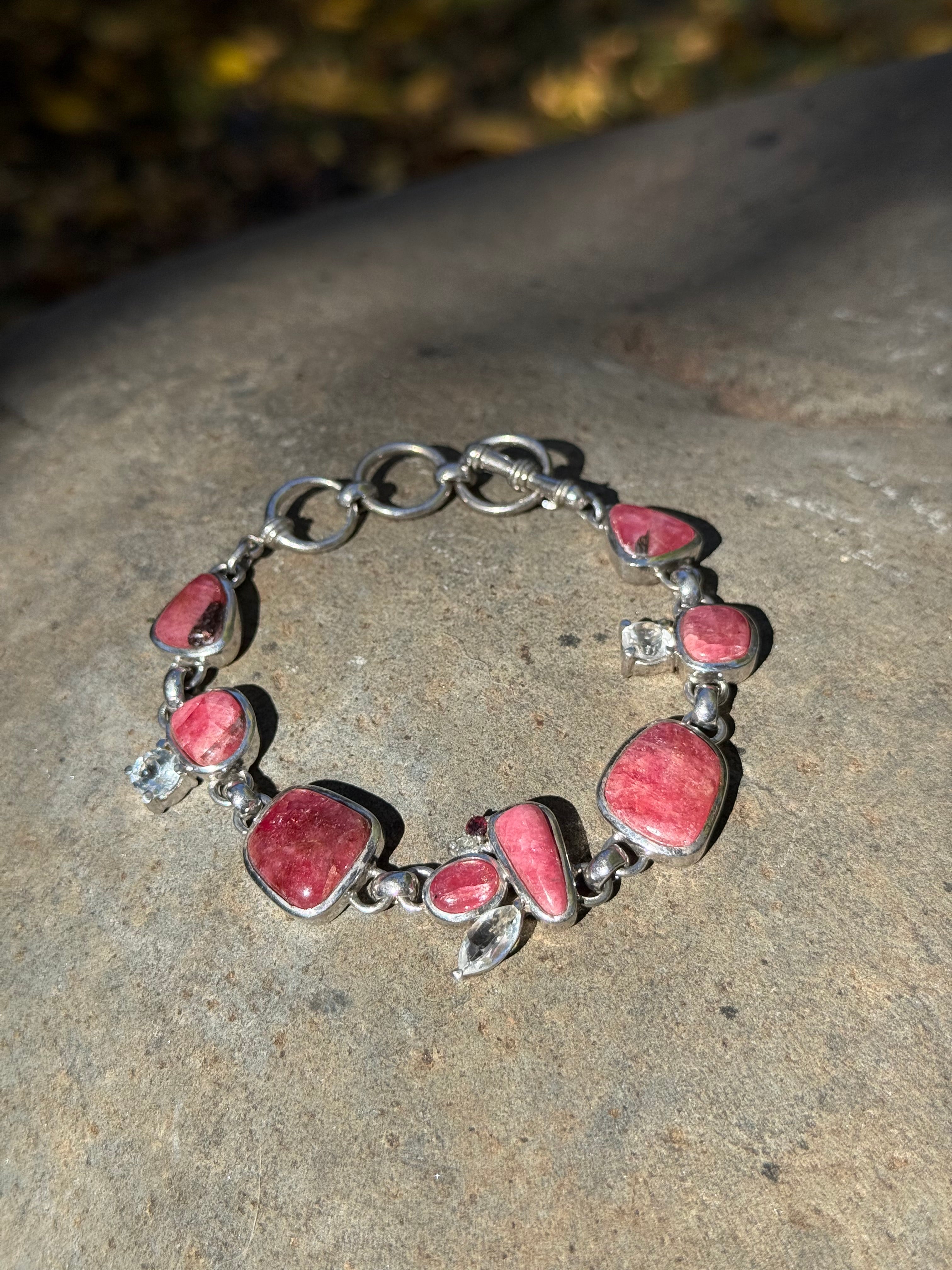 Starborn Rhodonite Bracelet in Sterling Silver