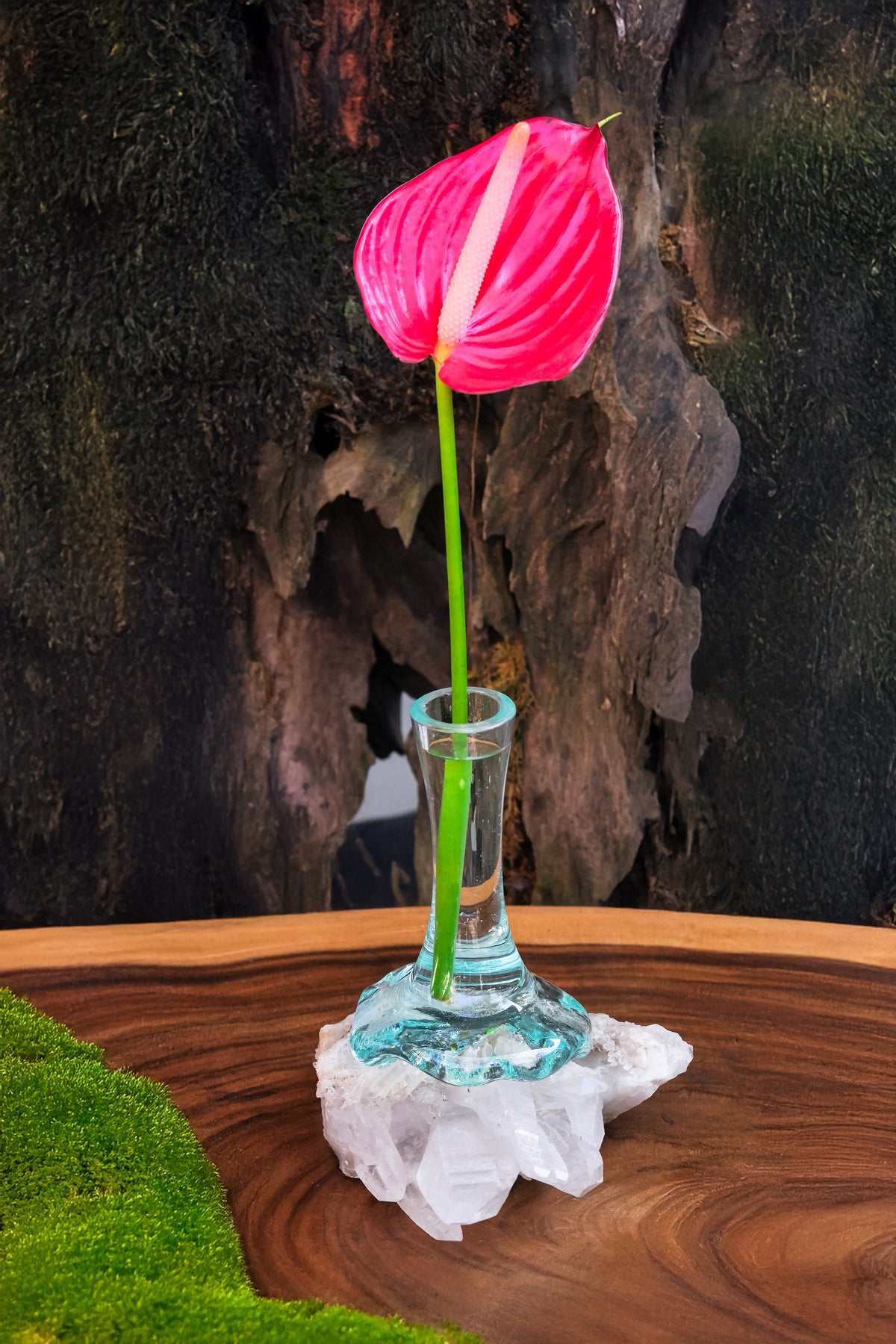 Starborn Handblown Molten Glass Vase on Brazilian Quartz