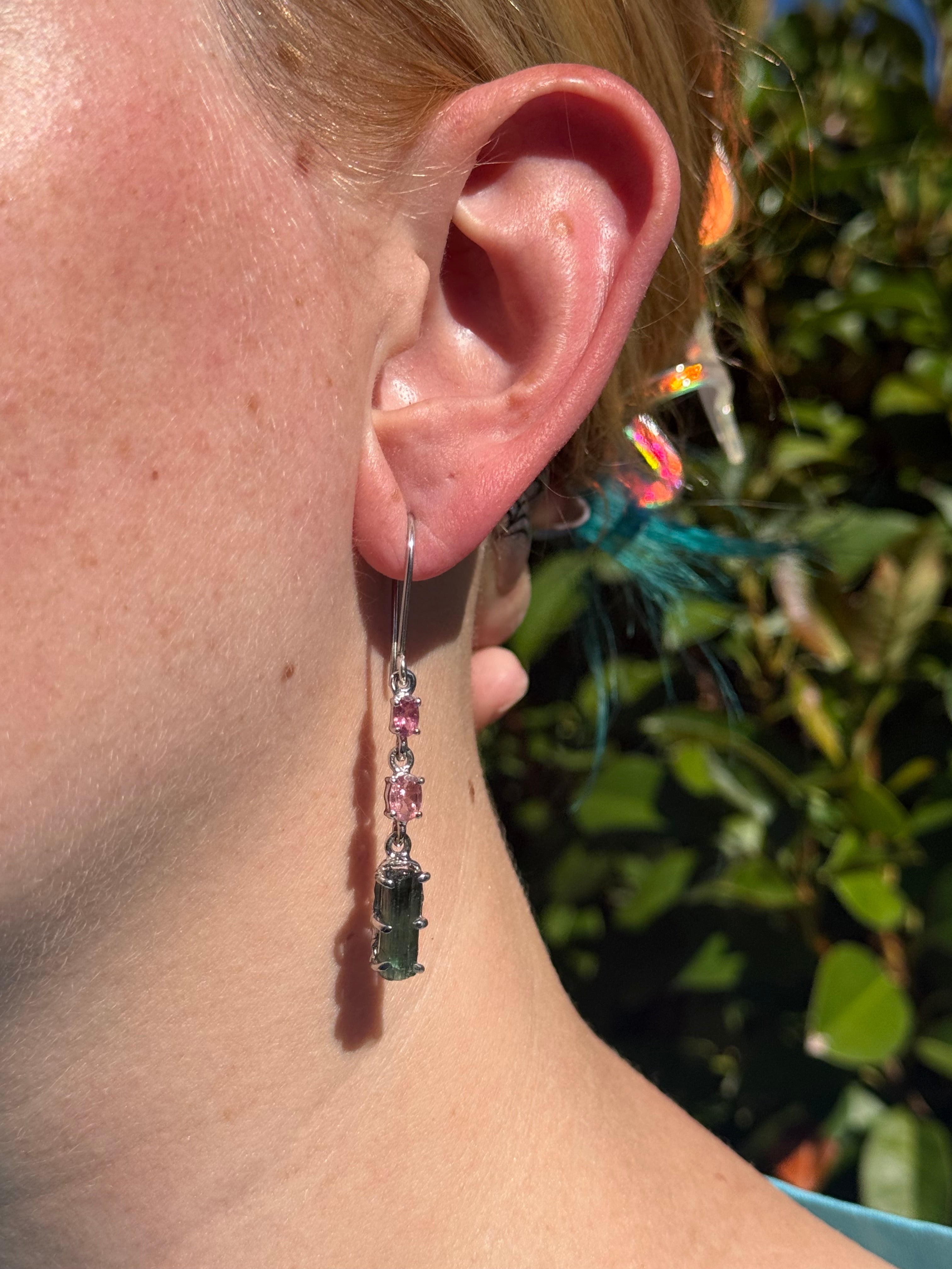 Starborn Tourmaline Dangle Earrings in Sterling Silver