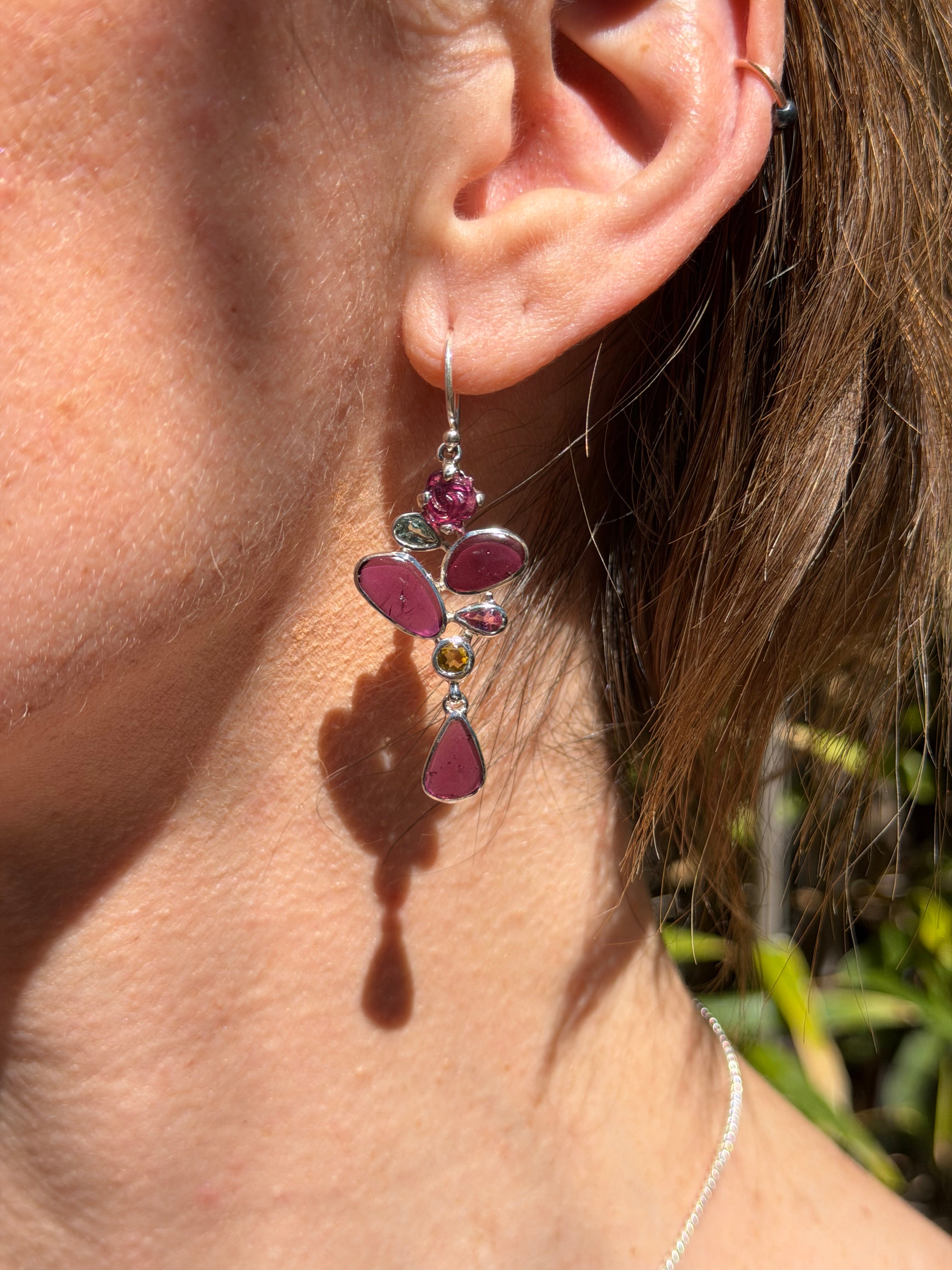 Starborn Rhodolite Garnet & Tourmaline Matching Set in 925 Sterling Silver
