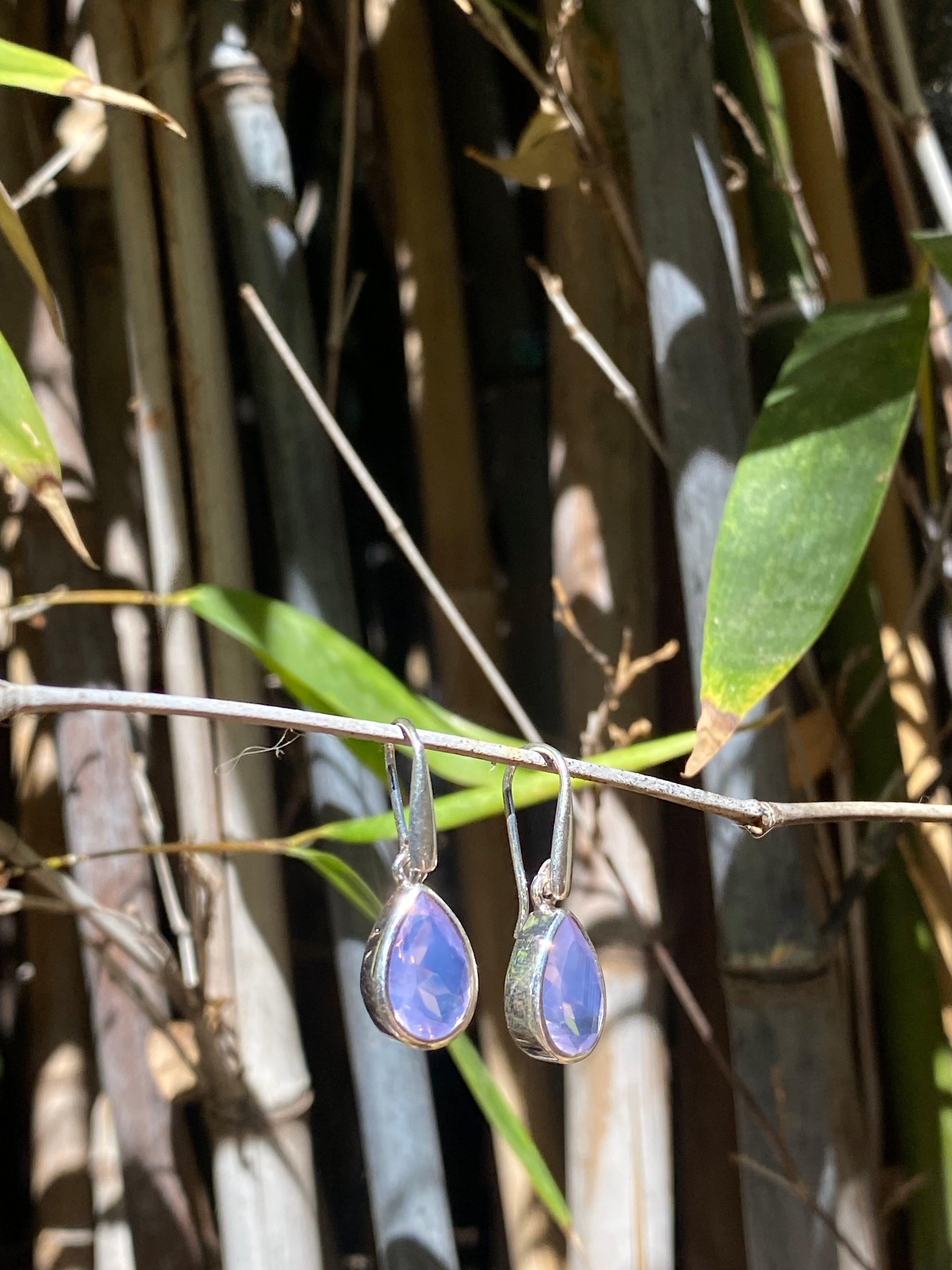 Starborn Faceted Moon Quartz Dangle Earrings in Sterling Silver
