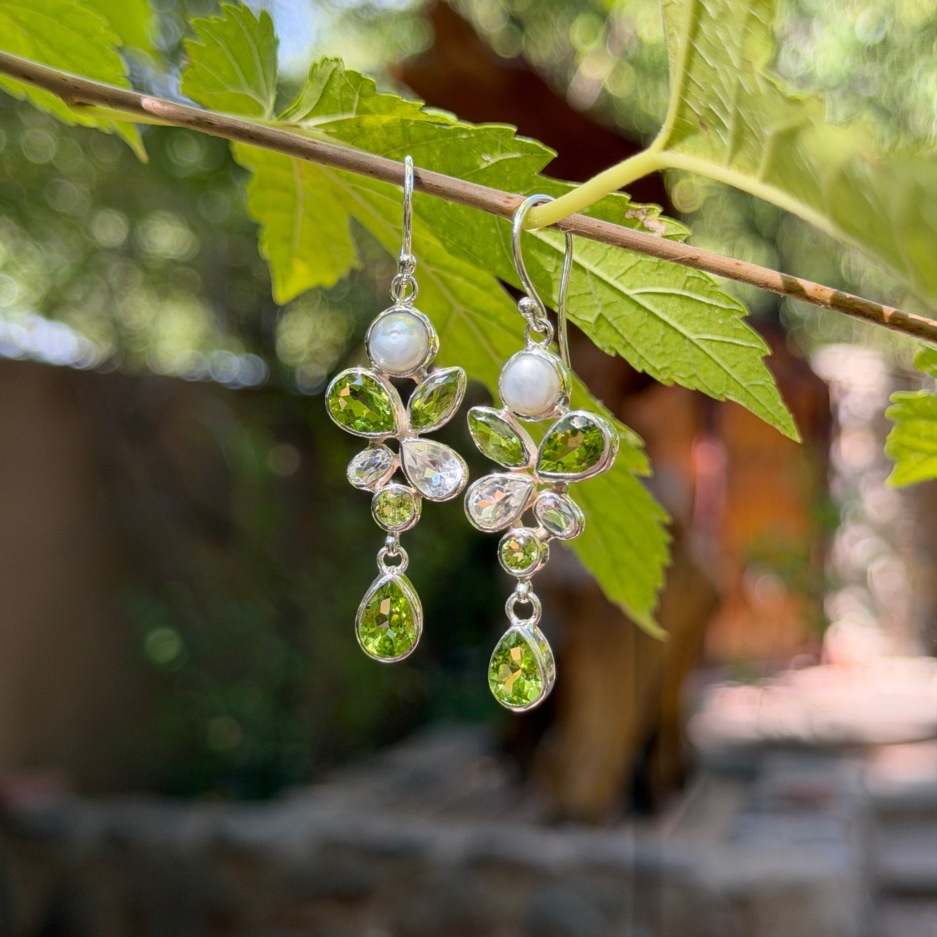 Starborn Peridot Dangle Earrings in Sterling Silver