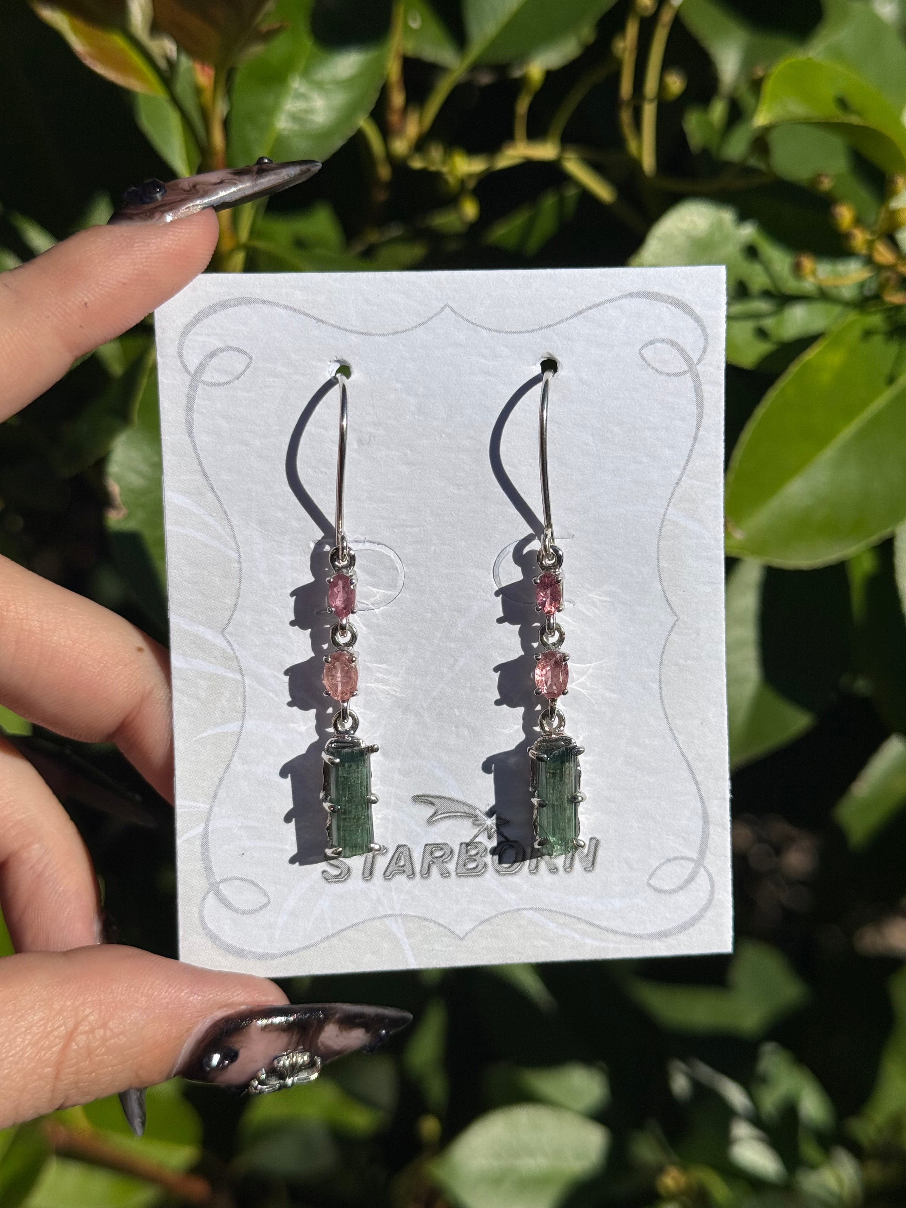 Starborn Tourmaline Dangle Earrings in Sterling Silver