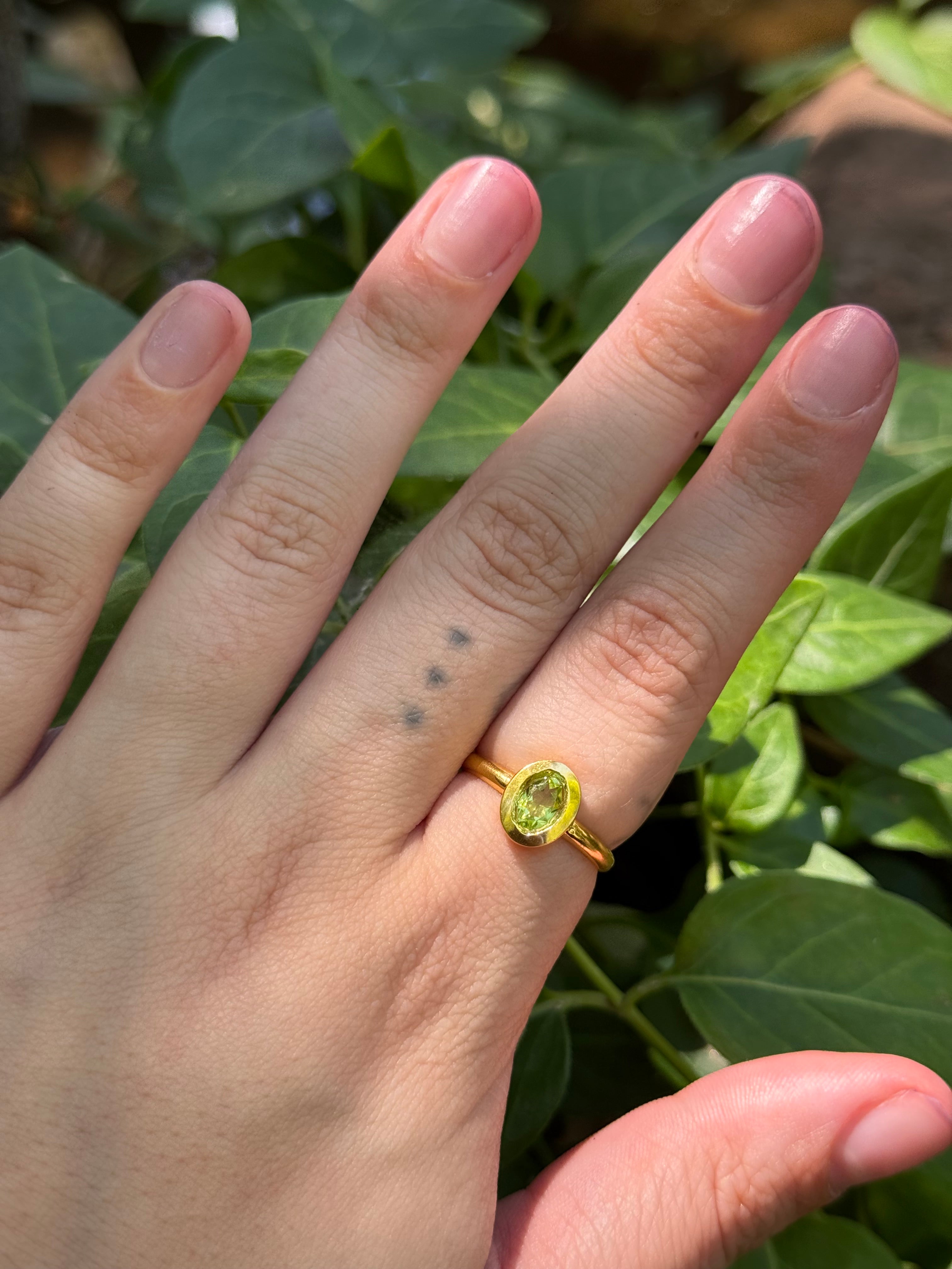 Starborn Peridot Ring Gold Micron Plated - Size 7