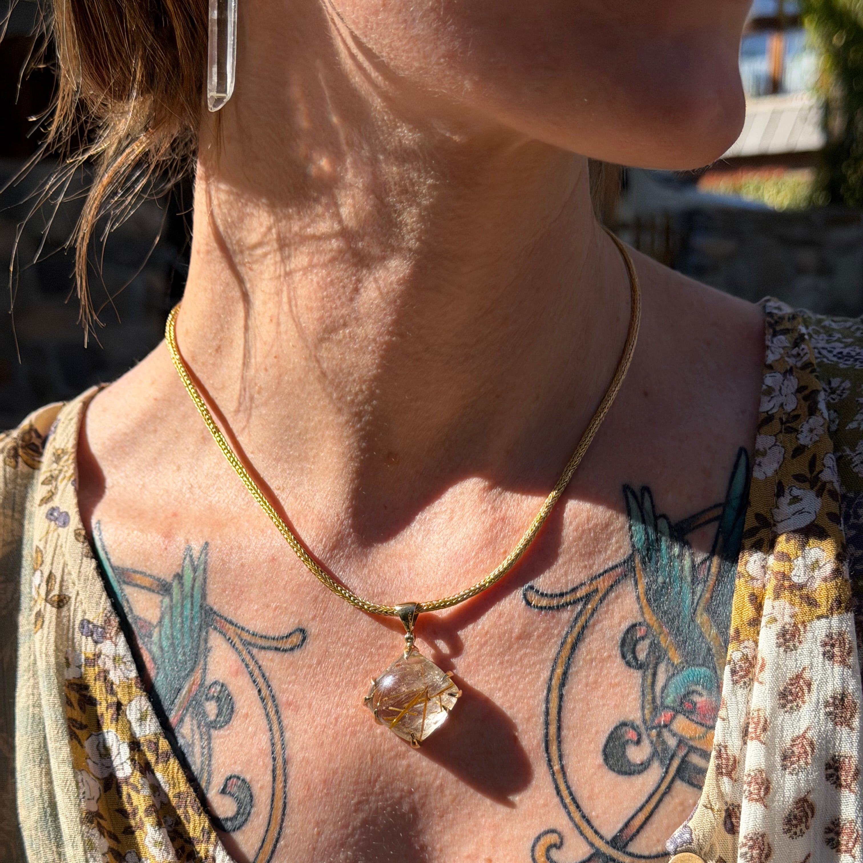 Starborn Rutilated Quartz Pendant in Nordic Gold