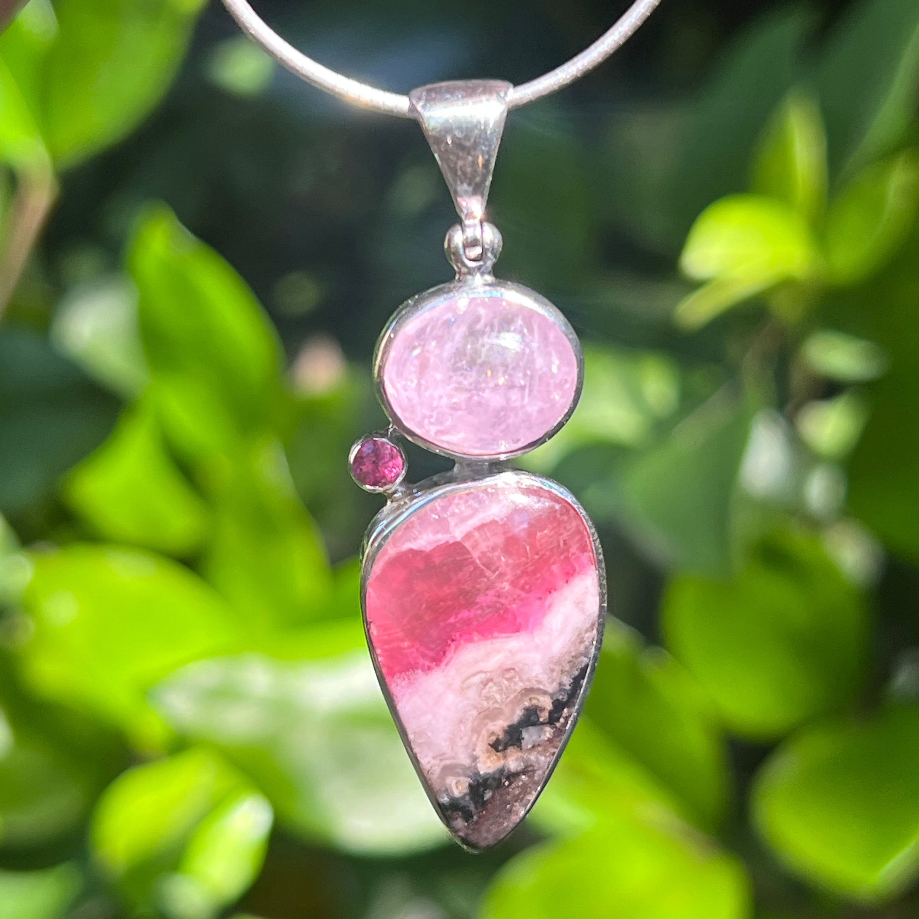 Starborn Pink Cobalto Calcite & Morganite Pendant in Sterling Silver