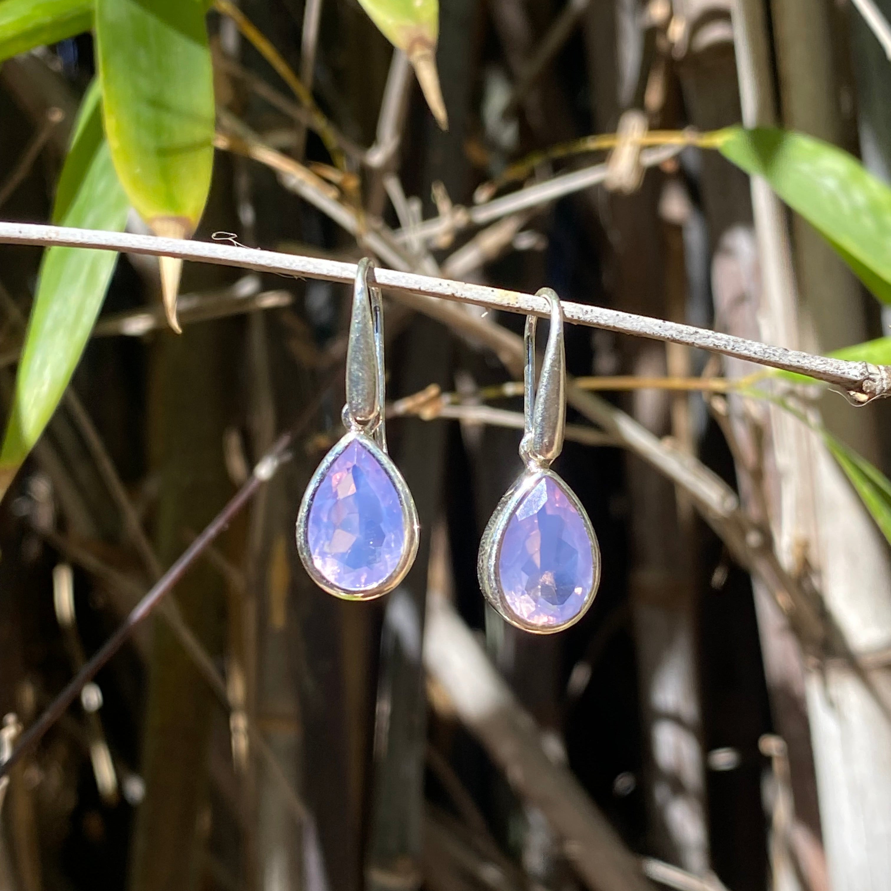 Starborn Faceted Moon Quartz Dangle Earrings in Sterling Silver