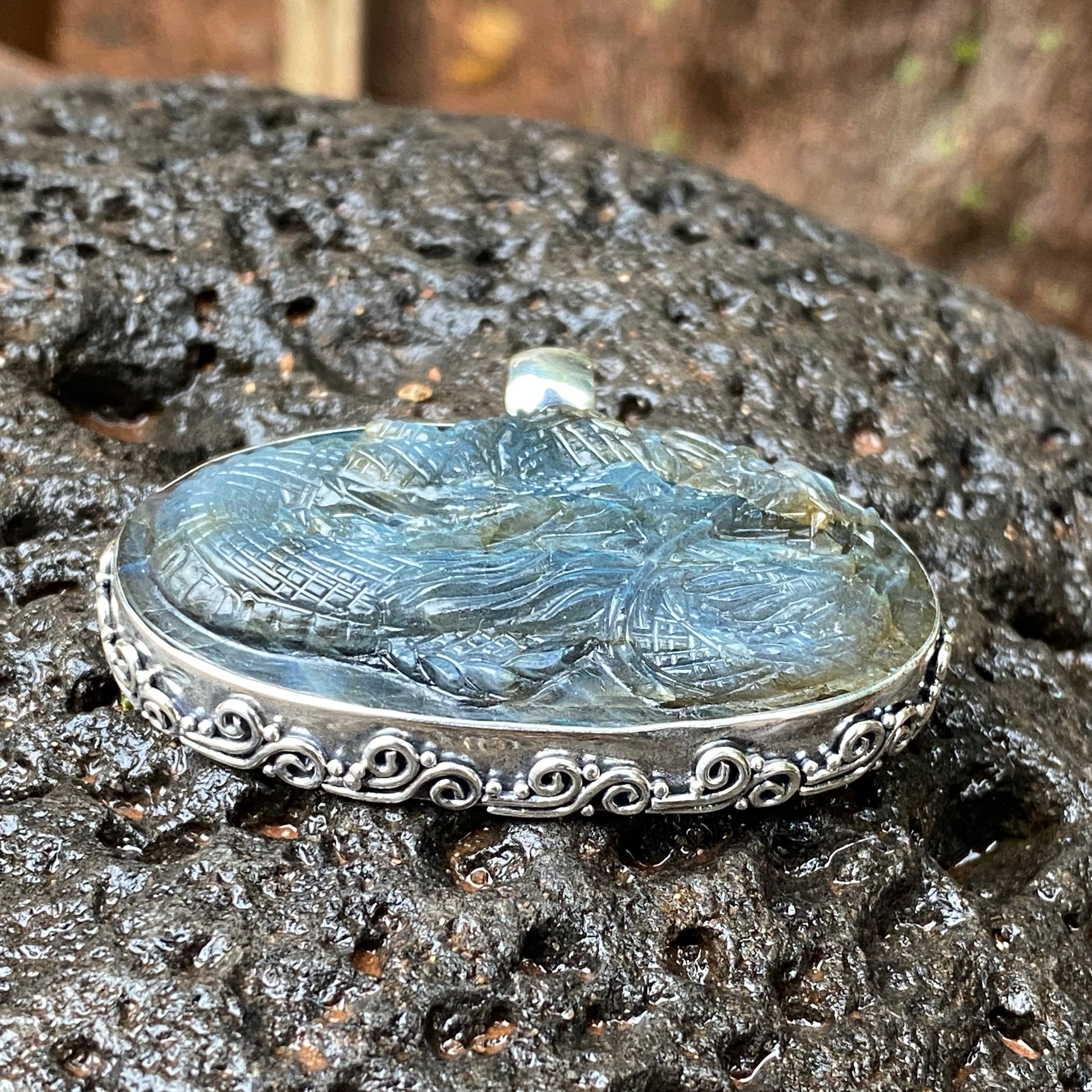 Starborn Labradorite Dragon Pendant in Sterling Silver