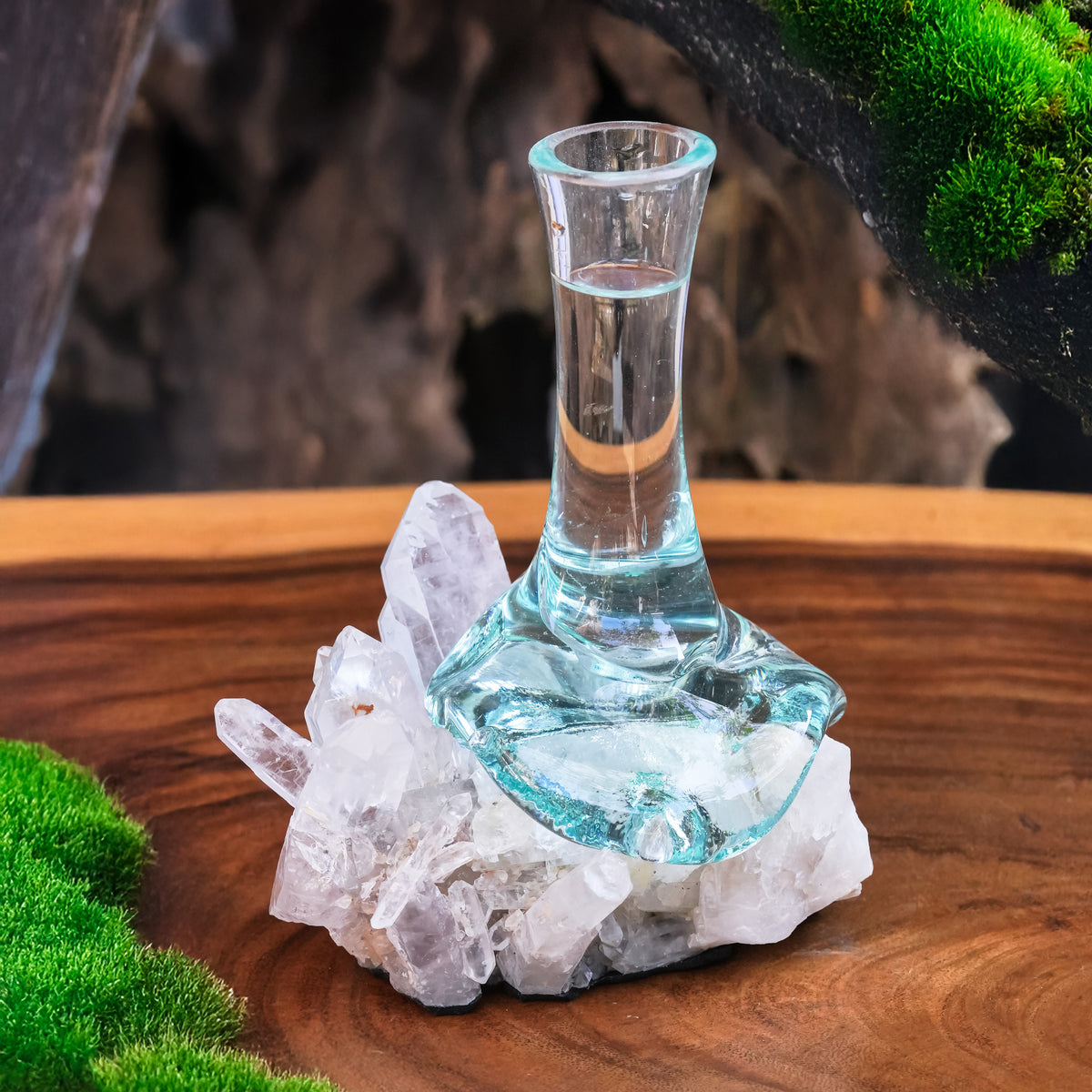 Starborn Handblown Molten Glass Vase on Brazilian Quartz