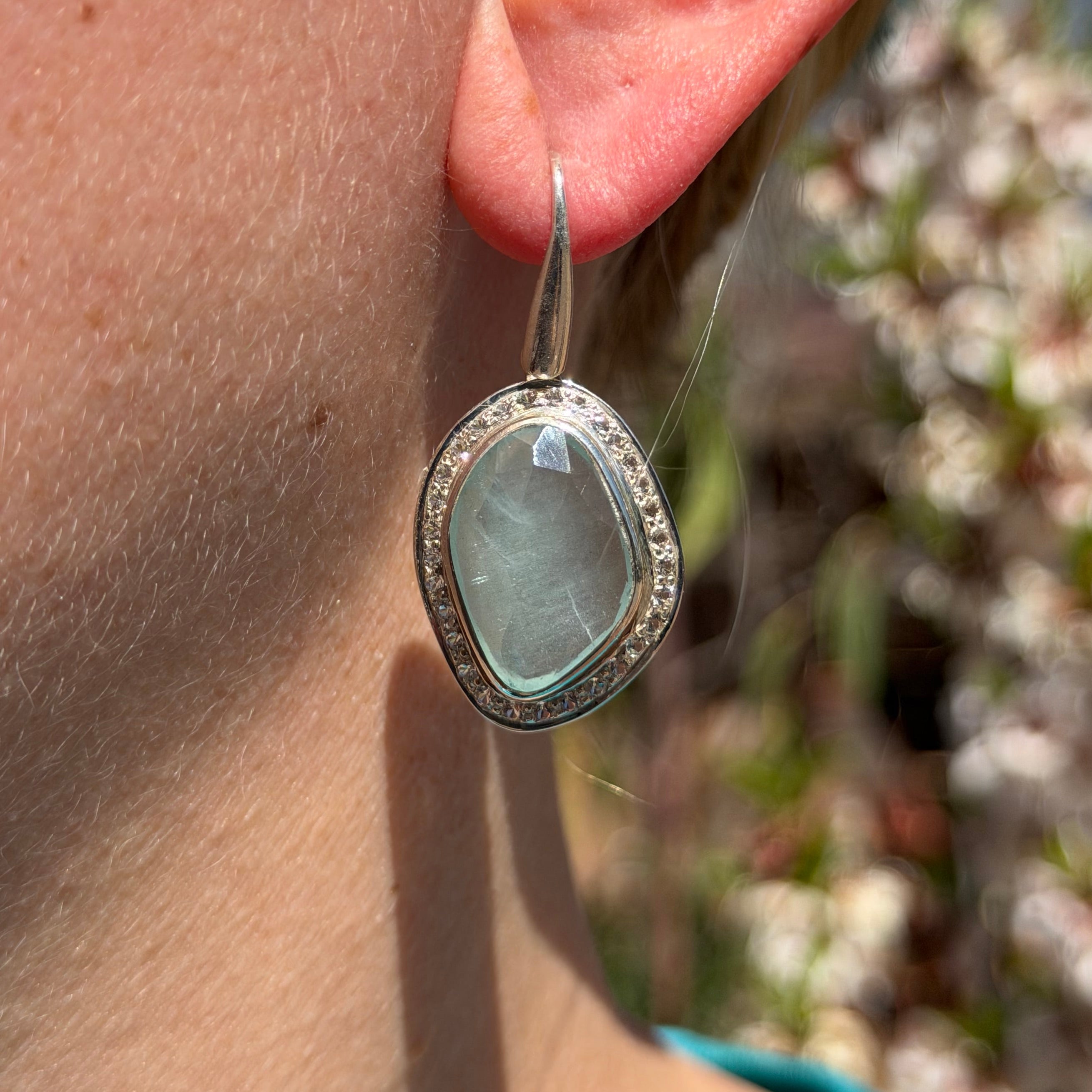 Starborn Faceted Aquamarine Dangle Earrings in Sterling Silver