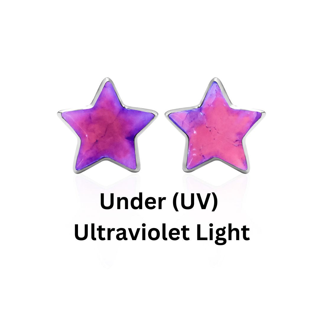 Starborn  Fluorescent Hackmanite Star Post Earrings in Sterling Silver