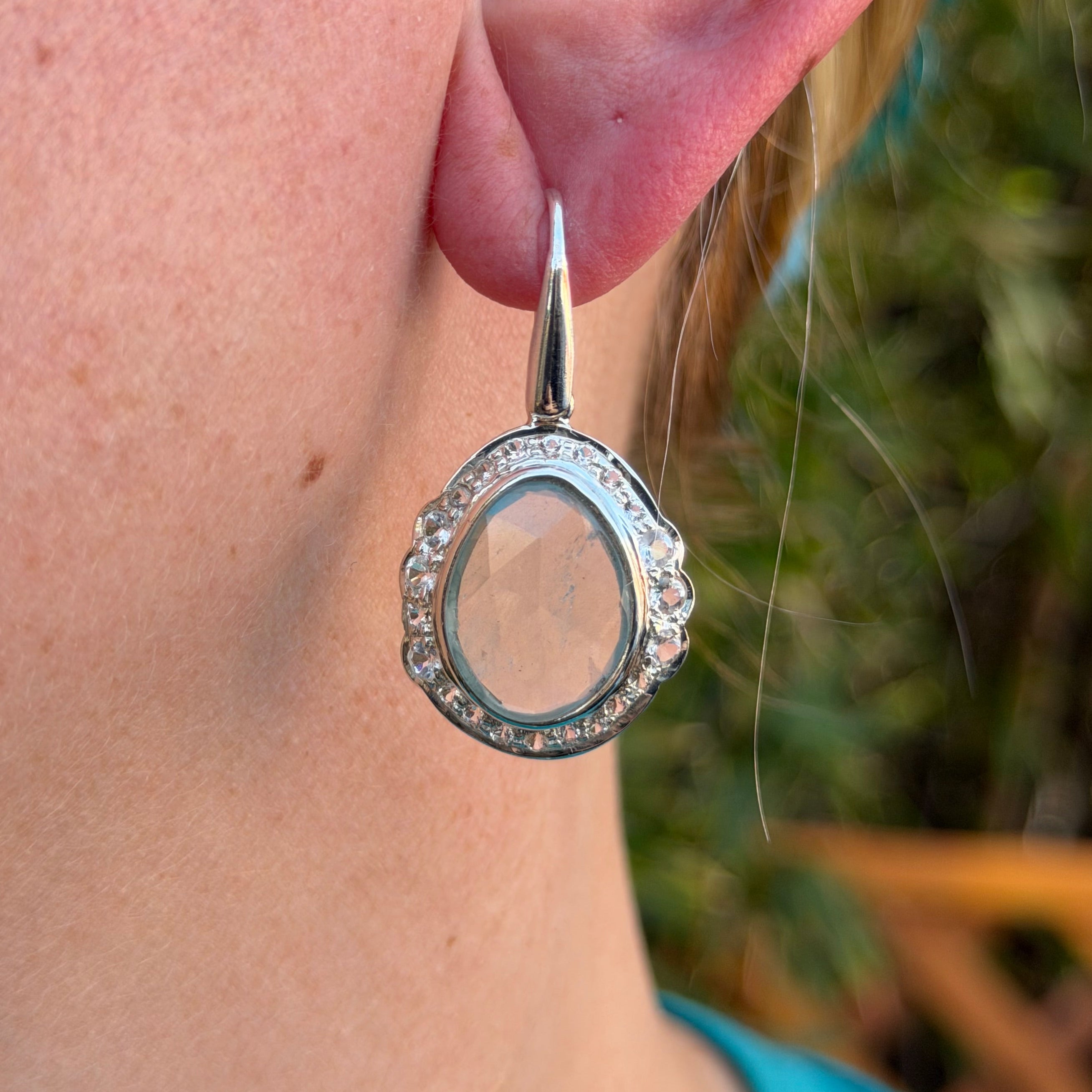 Starborn Faceted Aquamarine Dangle Earrings in Sterling Silver