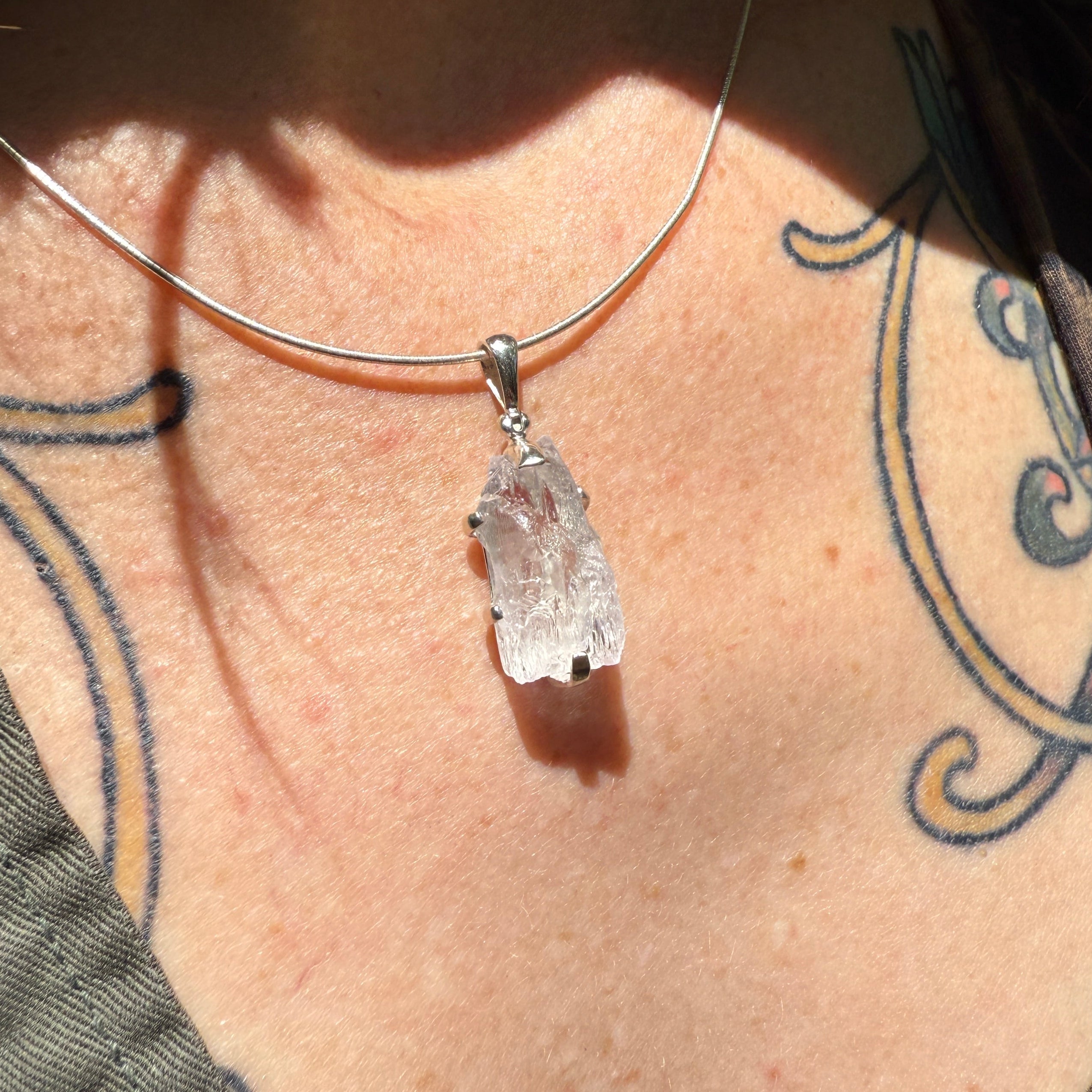Starborn Rough Kunzite Pendant in Sterling Silver