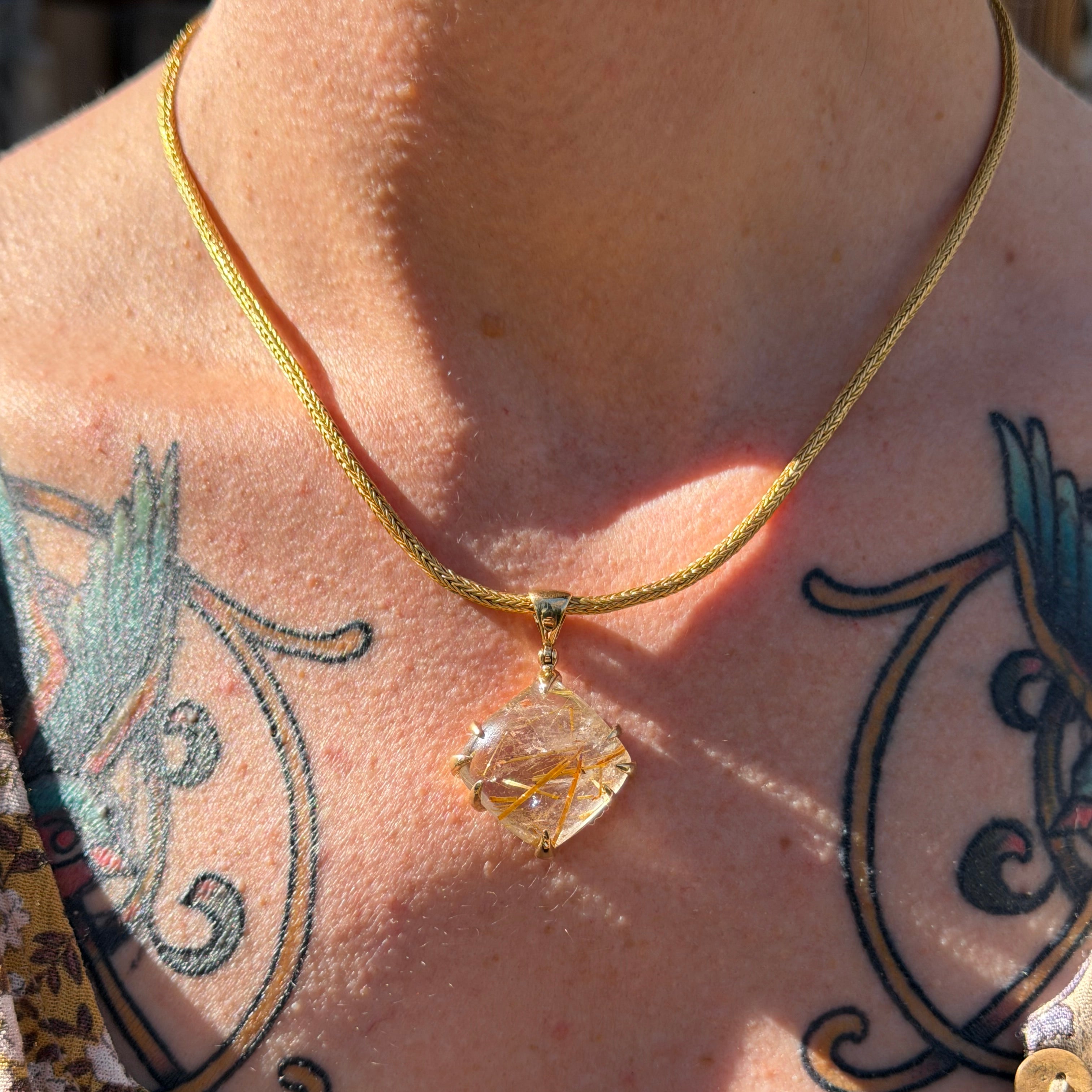 Rutilated Quartz Pendant in Nordic Gold