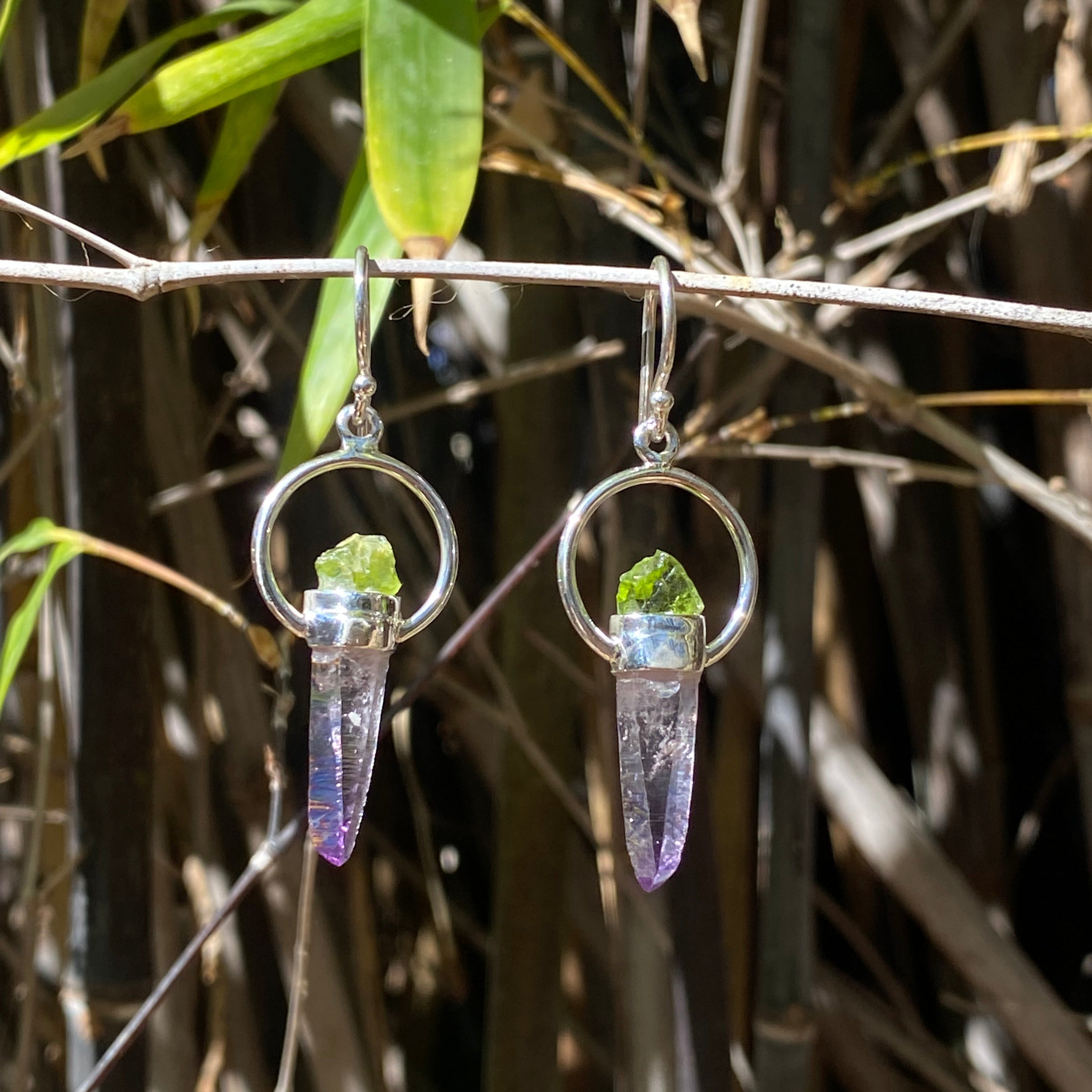 Starborn Vera Cruz Amethyst & Peridot Horseshoe Dangle Earrings in Sterling Silver