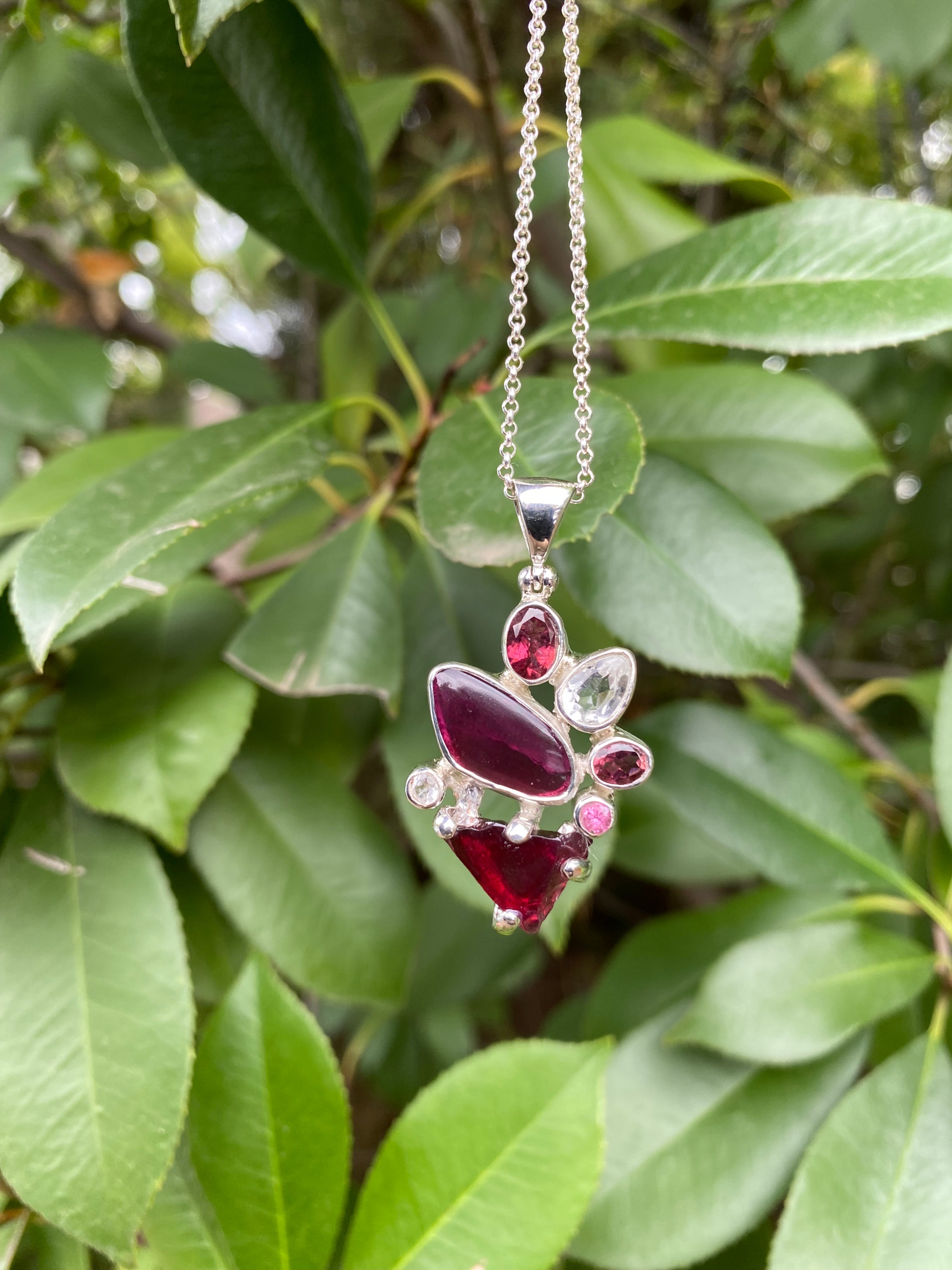 Starborn Rhodolite Garnet Pendant in Sterling Silver