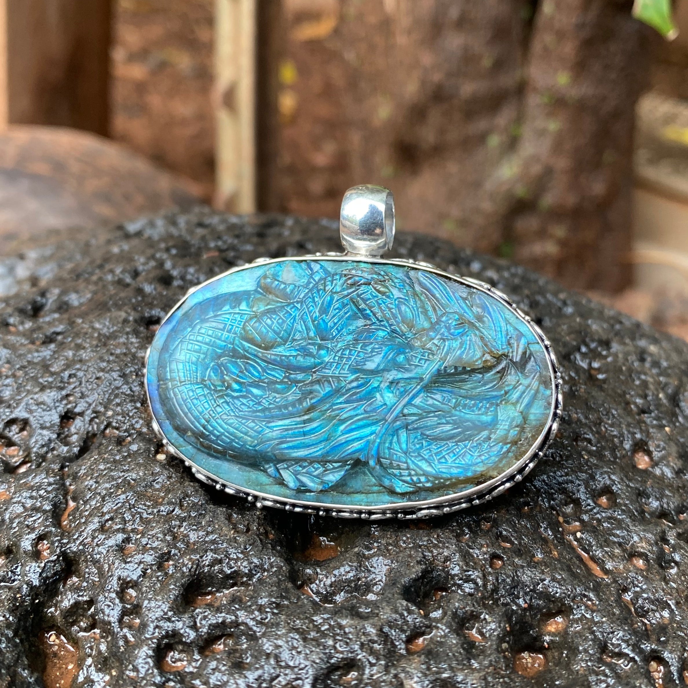 Starborn Labradorite Dragon Pendant in Sterling Silver