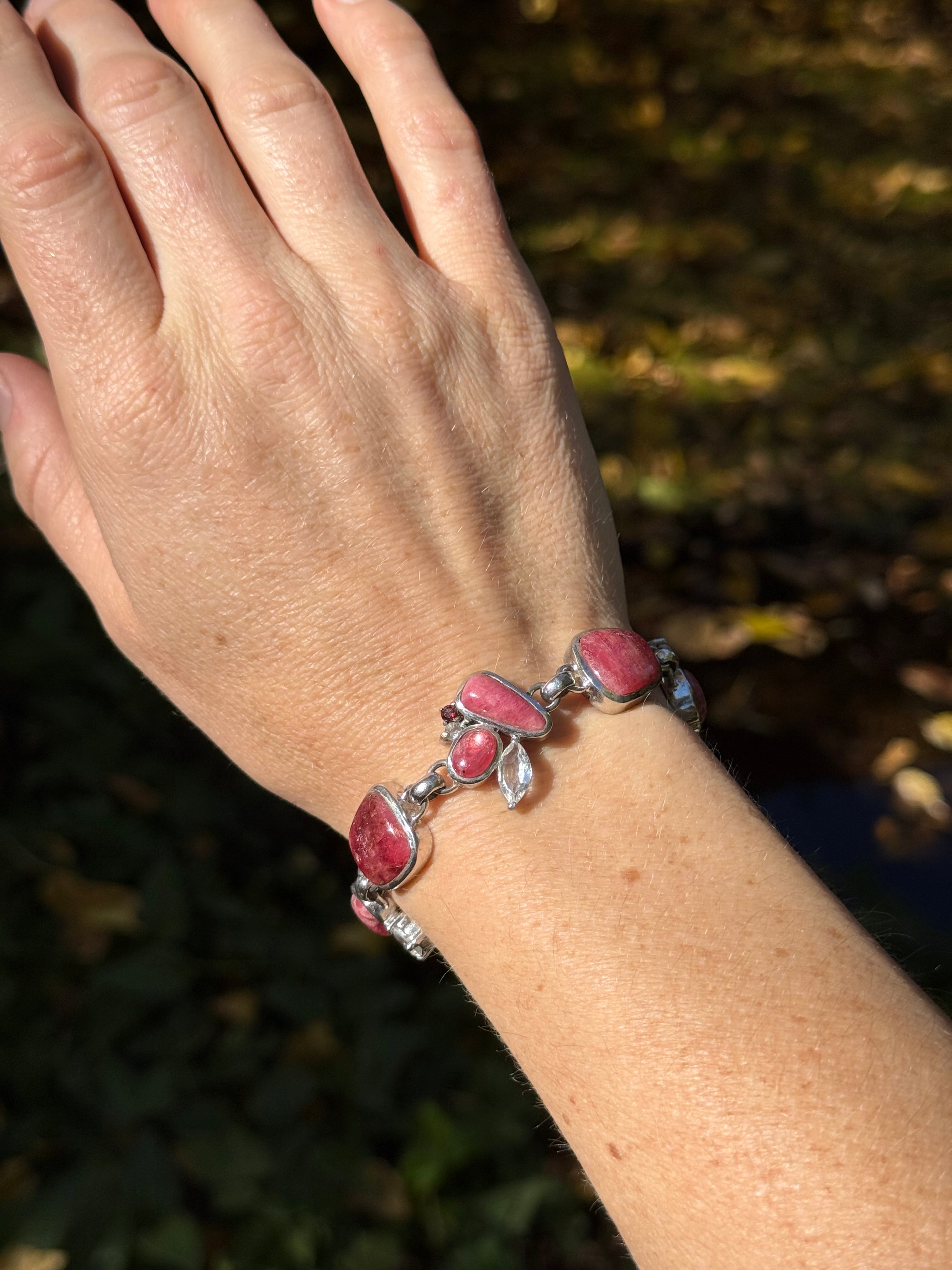 Starborn Rhodonite Bracelet in Sterling Silver