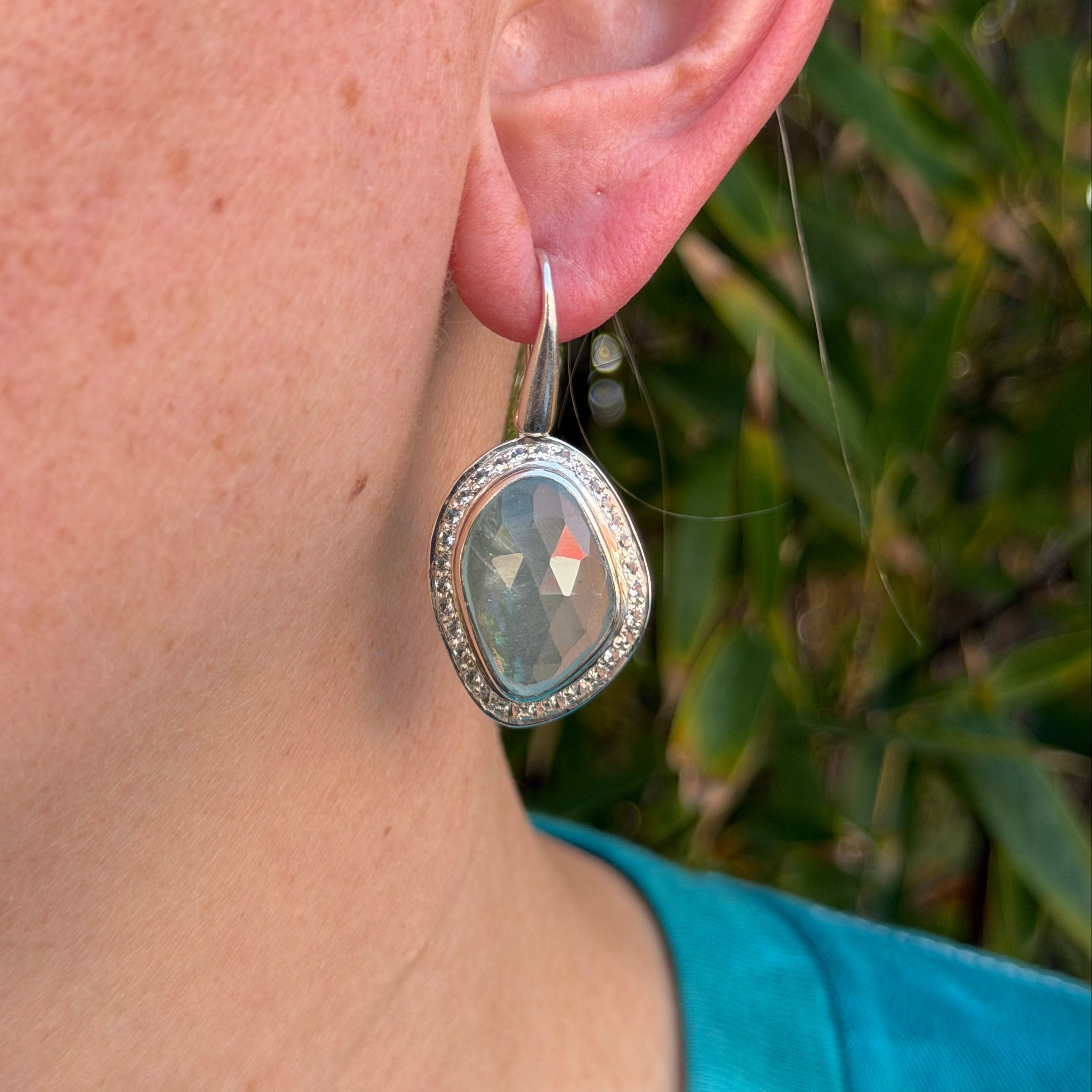 Starborn Faceted Aquamarine Dangle Earrings in Sterling Silver