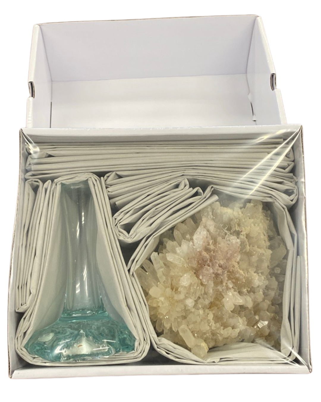 Starborn Handblown Molten Glass Vase on Quartz Crystal